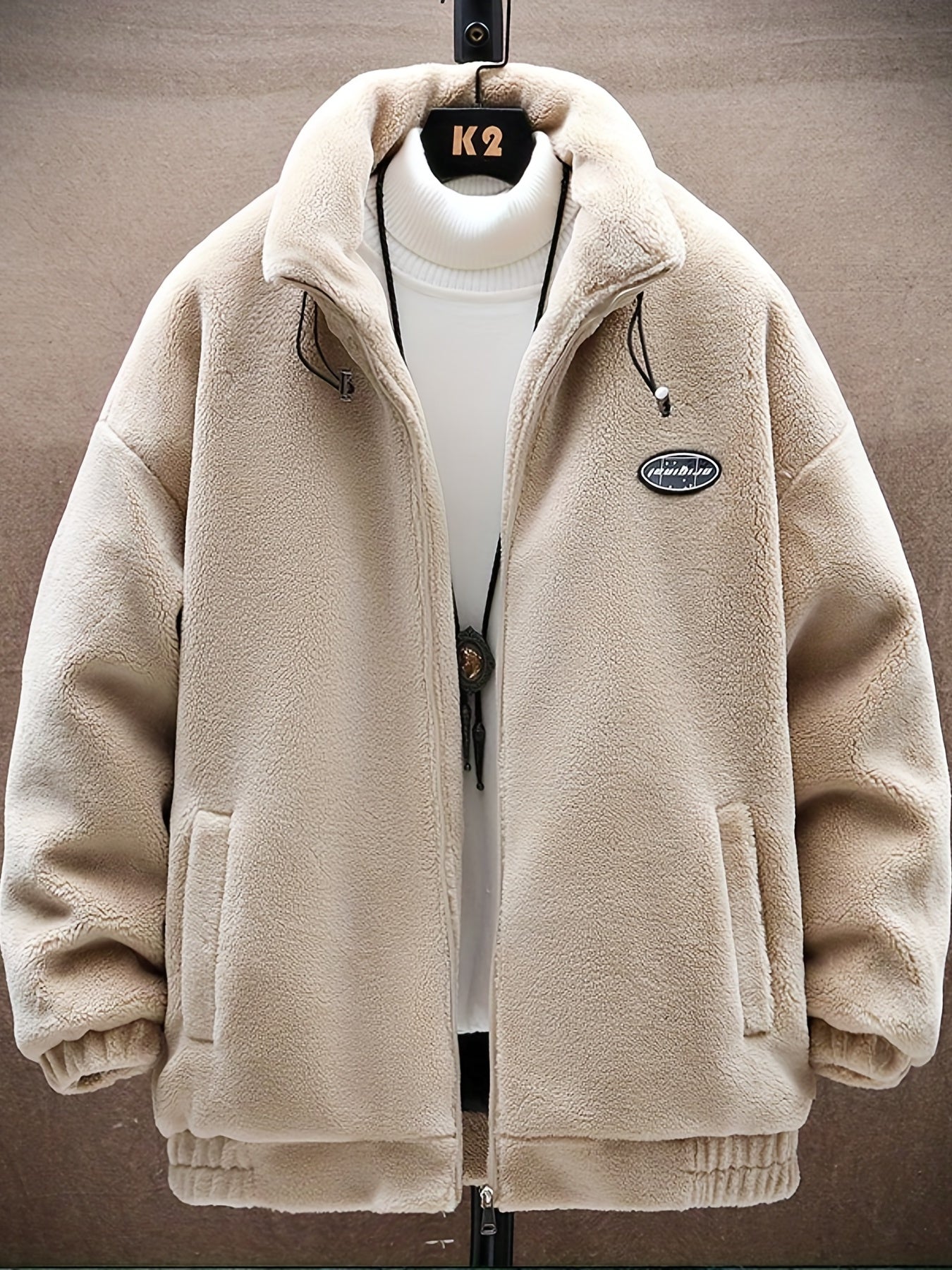 gbolsos Men's Fleece Stand Collar Jacket, Active Zip Up Coat For Fall Winter Outdoor