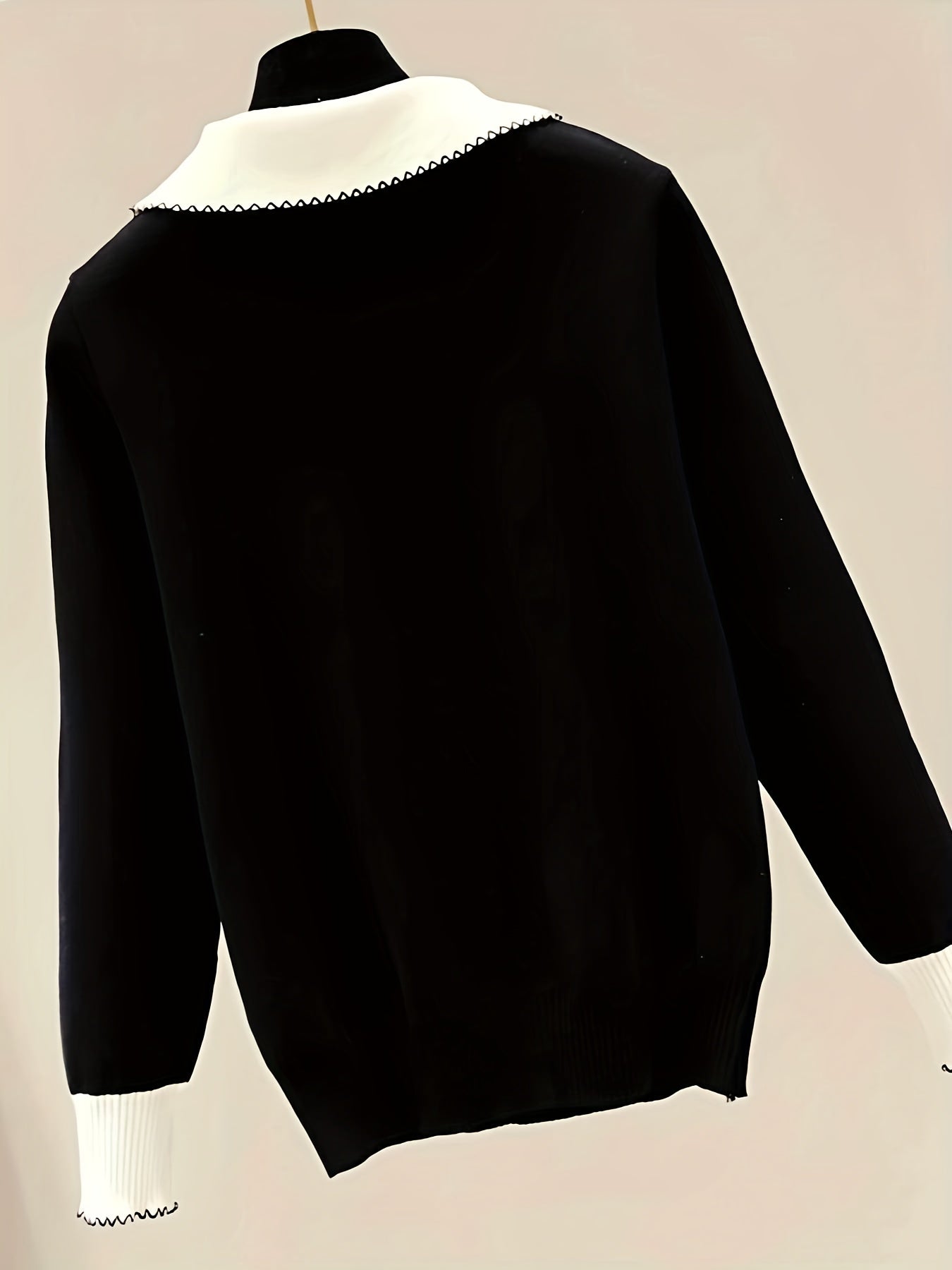 gbolsos Long Sleeve Shirt Collar Sweater, Spring & Fall Elegant Casual Warm Sweater, Women's Clothing
