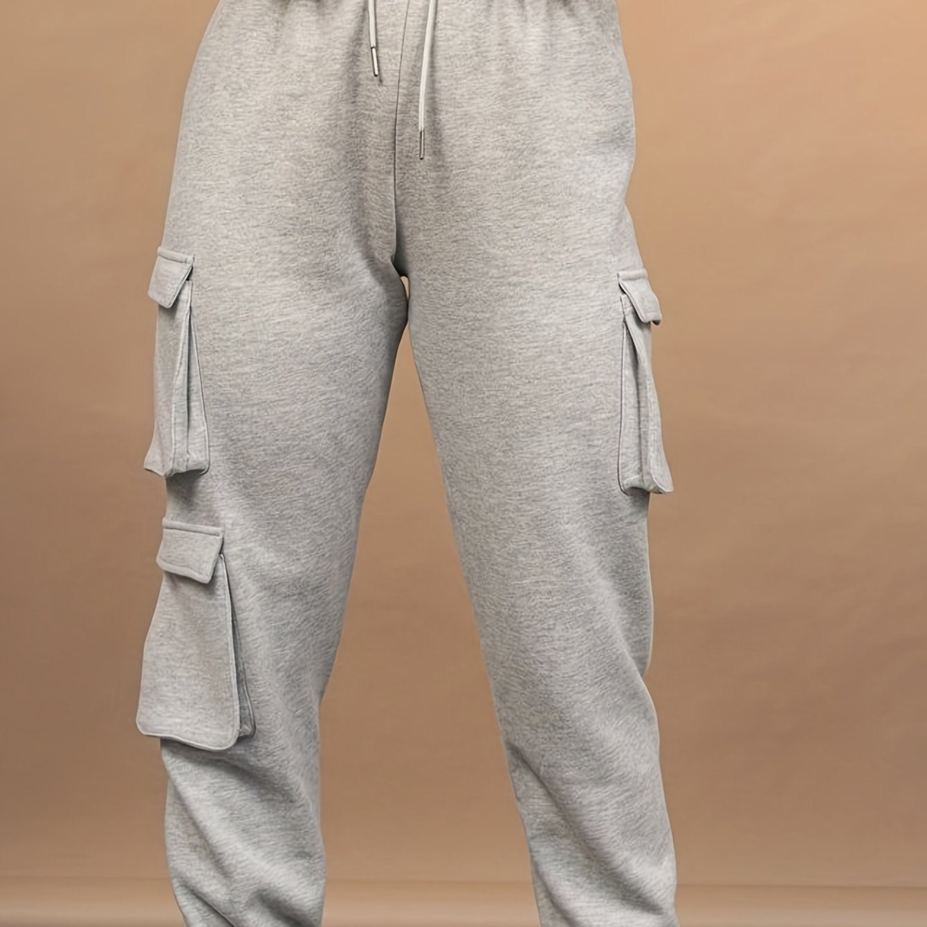 gbolsos Drawstring Baggy Cargo Pants, Casual High Waist Flap Pockets Pants, Women's Clothing