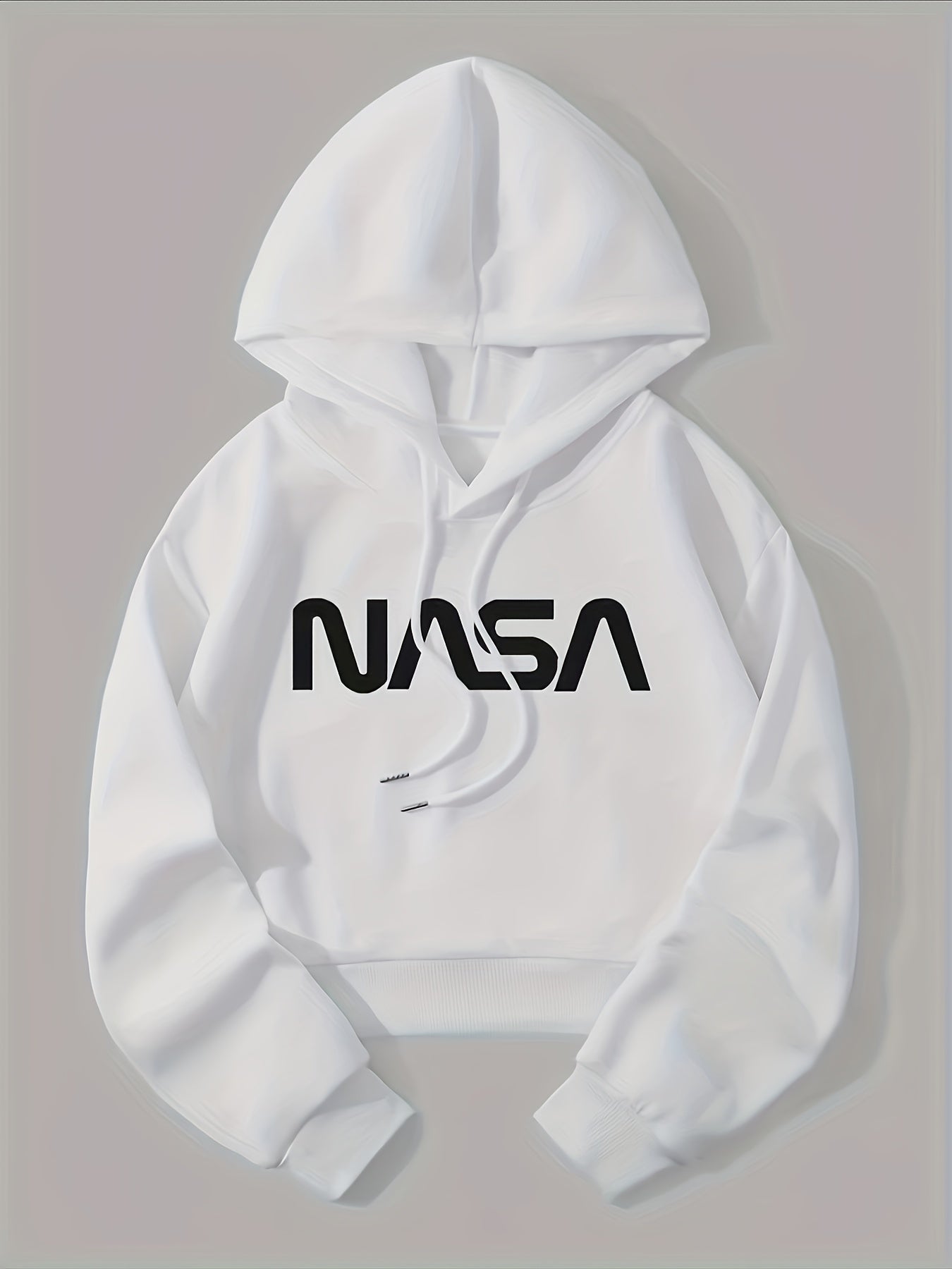 gbolsosLetter Graphic Drop Shoulder Drawstring Crop Hoodie, Casual Sports Long Sleeve Active Sweatshirt, Women's Activewear