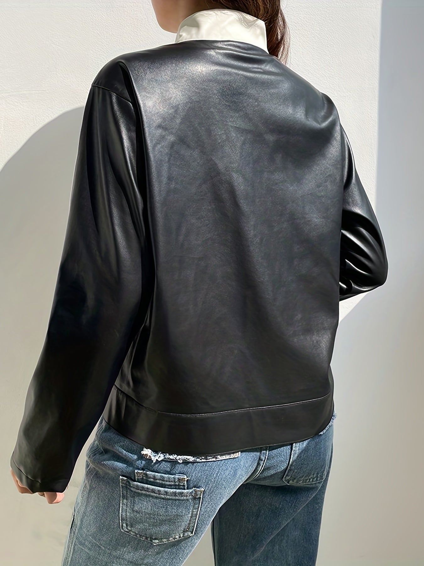 gbolsos Color Block Zip Up Jacket, Streetwear Long Sleeve Outerwear, Women's Clothing