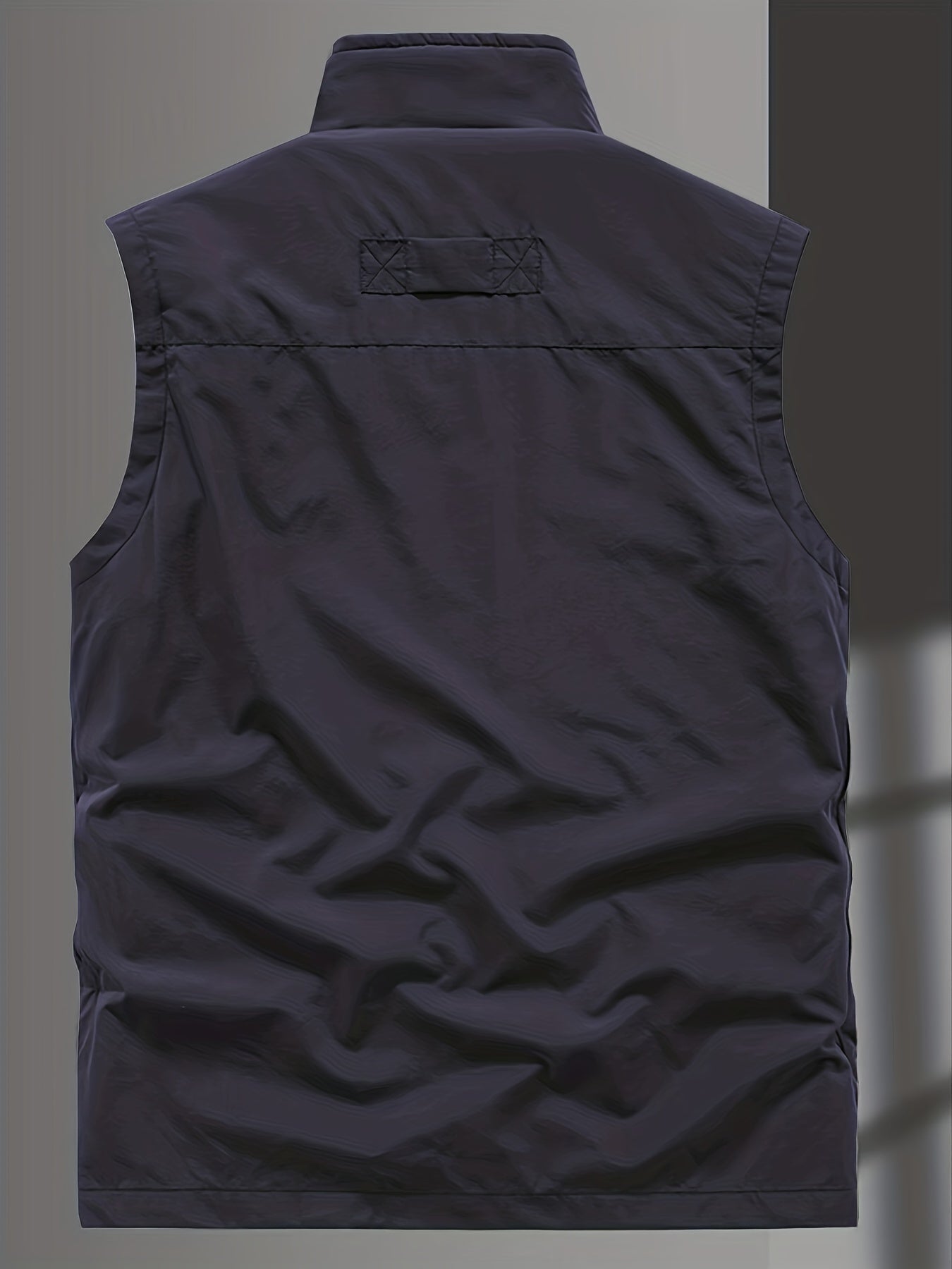 Men's Casual Plain Color Vest With Zip Up Pockets Men's Clothes Outerwear Sleeveless Jacket