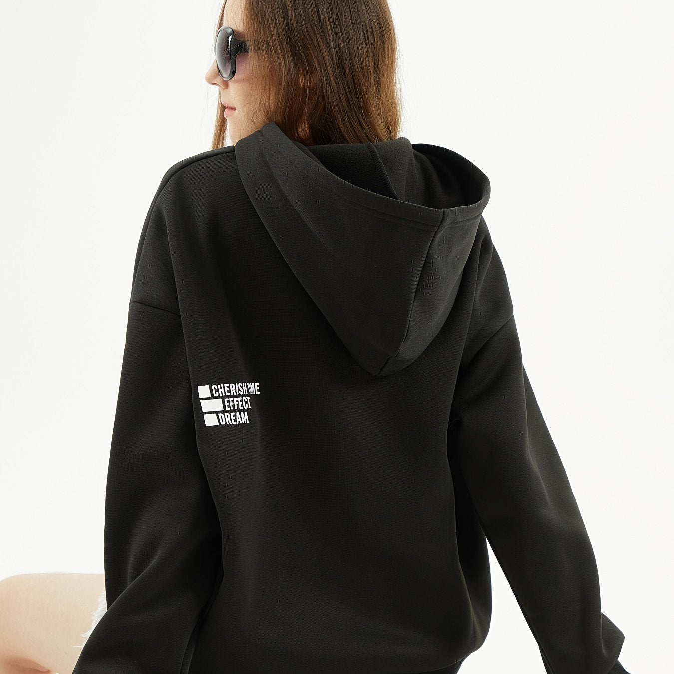 Letter Print Drawstring Hoodie, Casual Long Sleeve Hoodie Sweatshirt, Women's Clothing