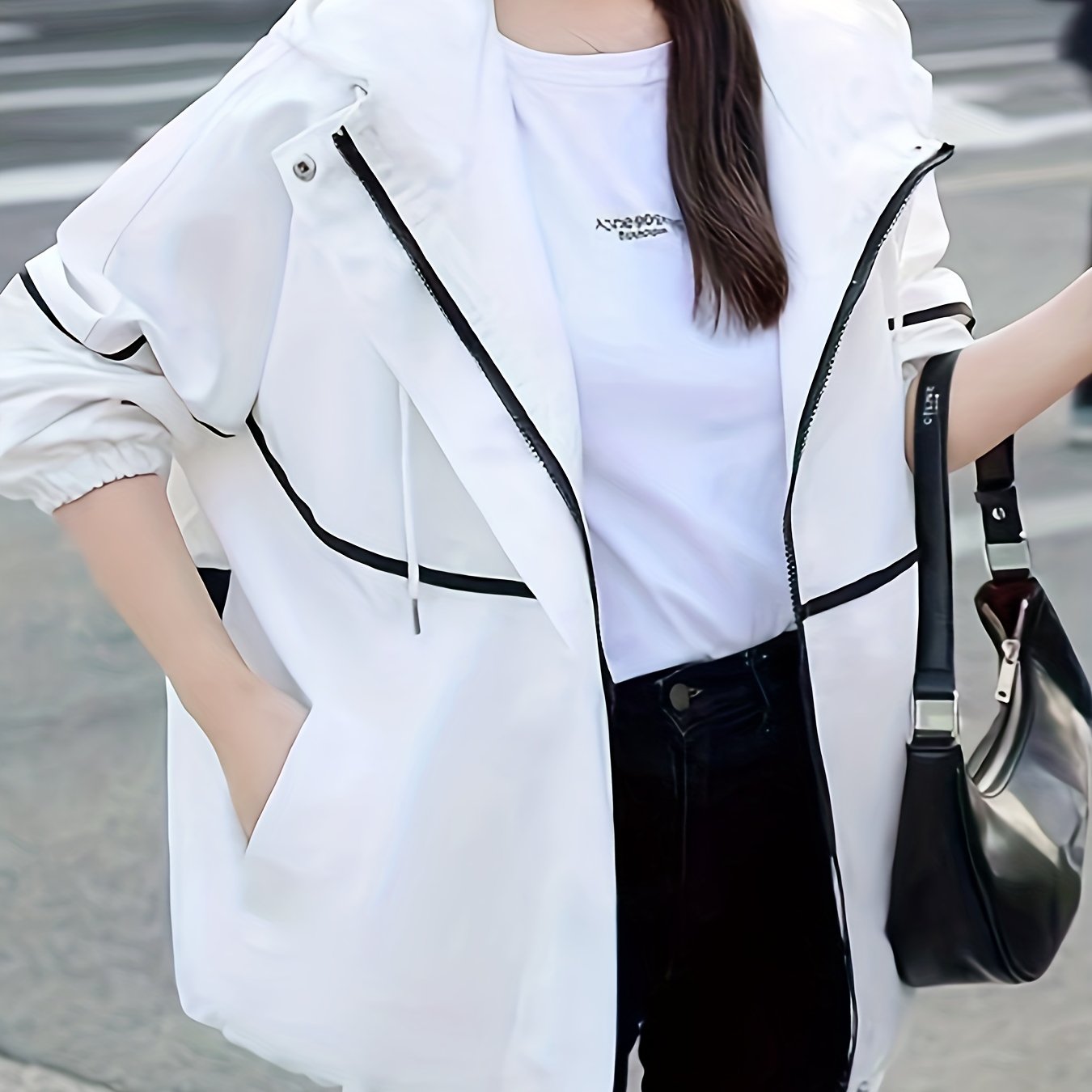 gbolsos Drawstring Pocket Hooded Jacket, Casual Long Sleeve Jacket For Spring & Fall, Women's Clothing