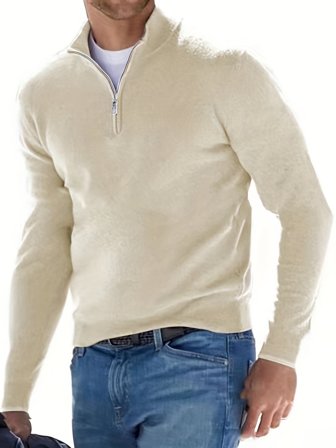 gbolsos Fleece Long Sleeves Zipper Stand Collar Pullover Thermal Underwear Tops, Men's Casual Top Polo Shirts