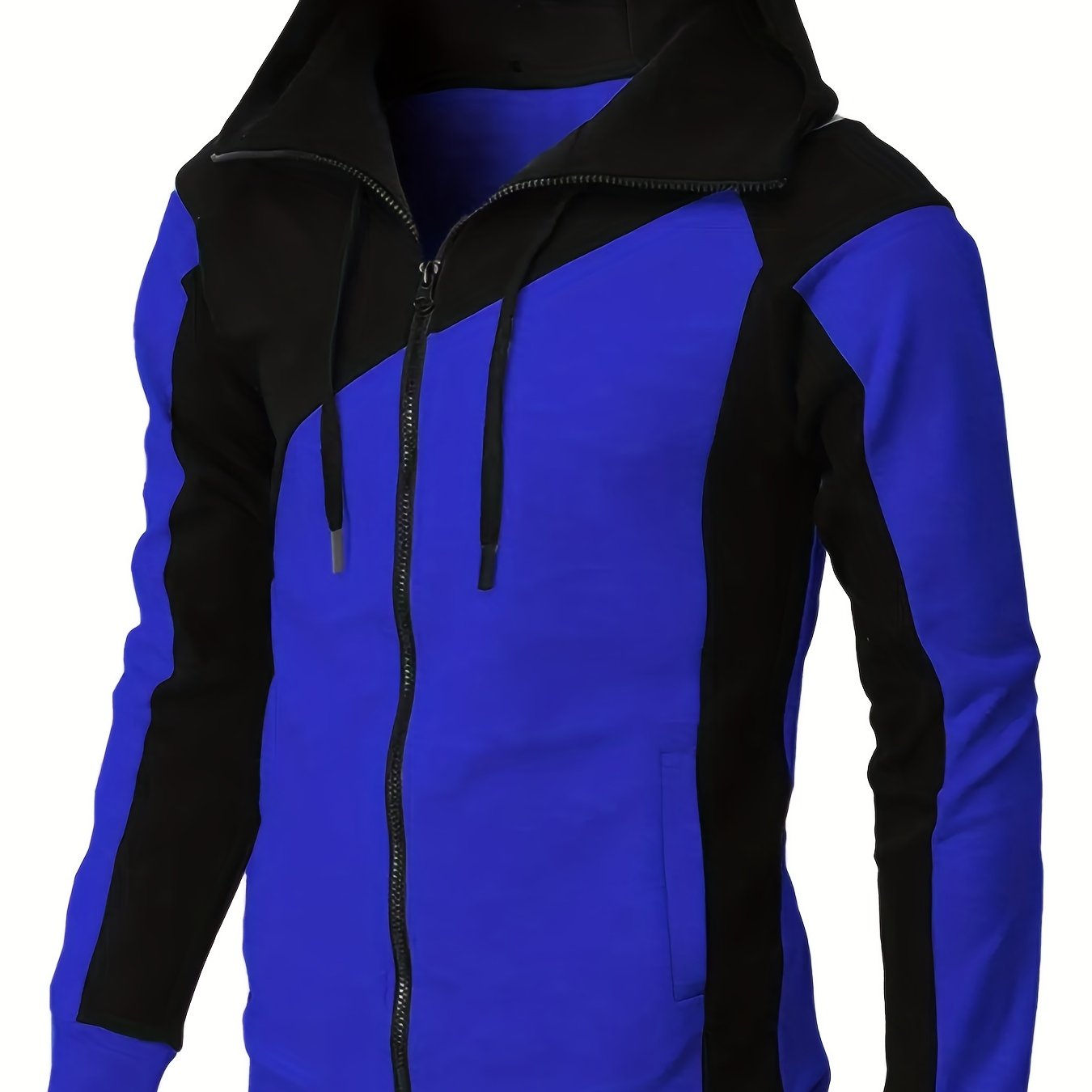 gbolsos Men's Casual Color Block Zip Up Jacket With Hood, Varsity Jackets