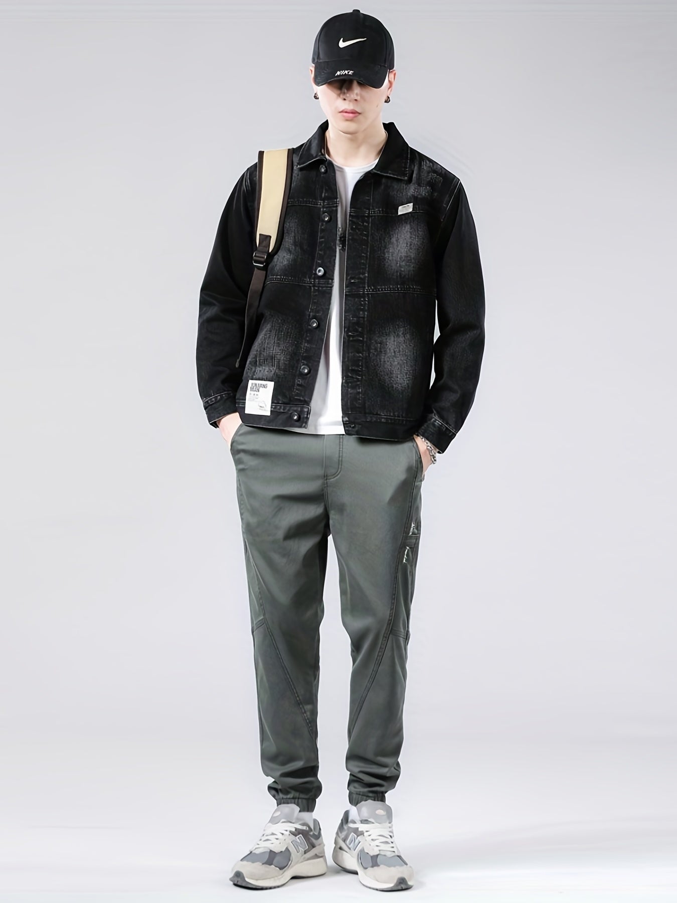 gbolsos Chic Denim Jacket, Men's Casual Street Style Button Up Jacket Coat For Spring Fall