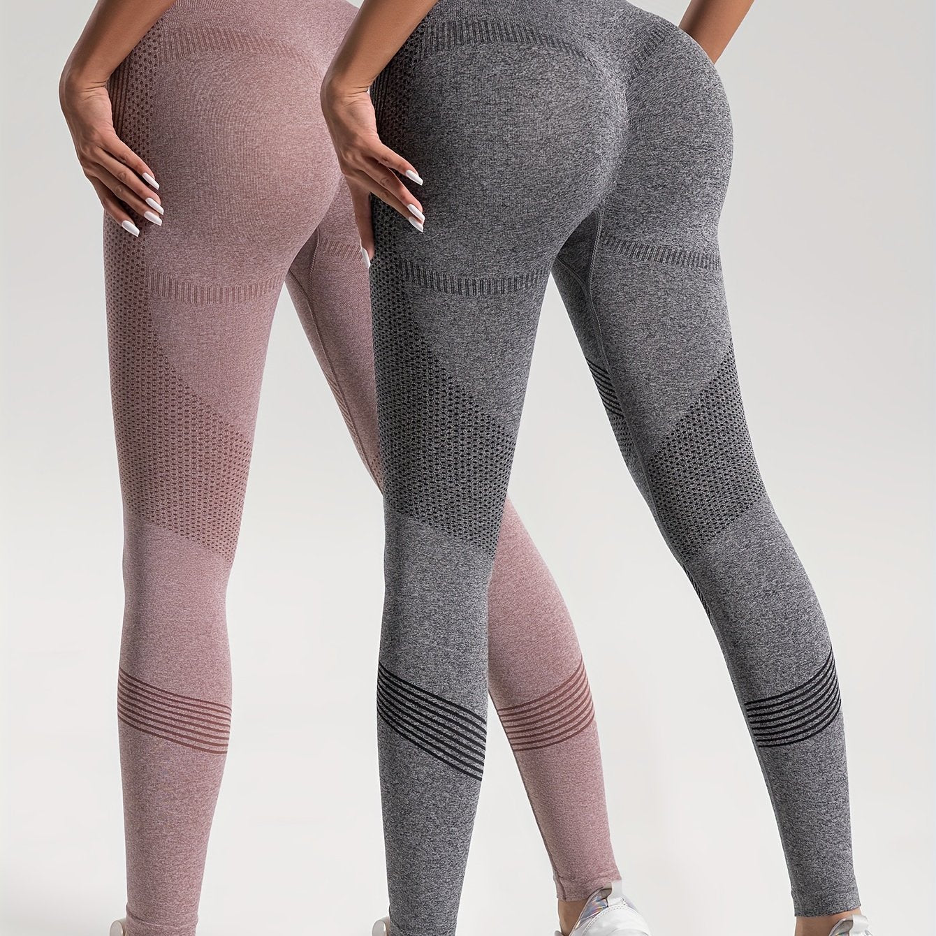 gbolsos 2pcs Solid Color High-Stretch Fitness Yoga Sports Leggings, Soft Breathable Yoga Tight Pants, Women's Activewear