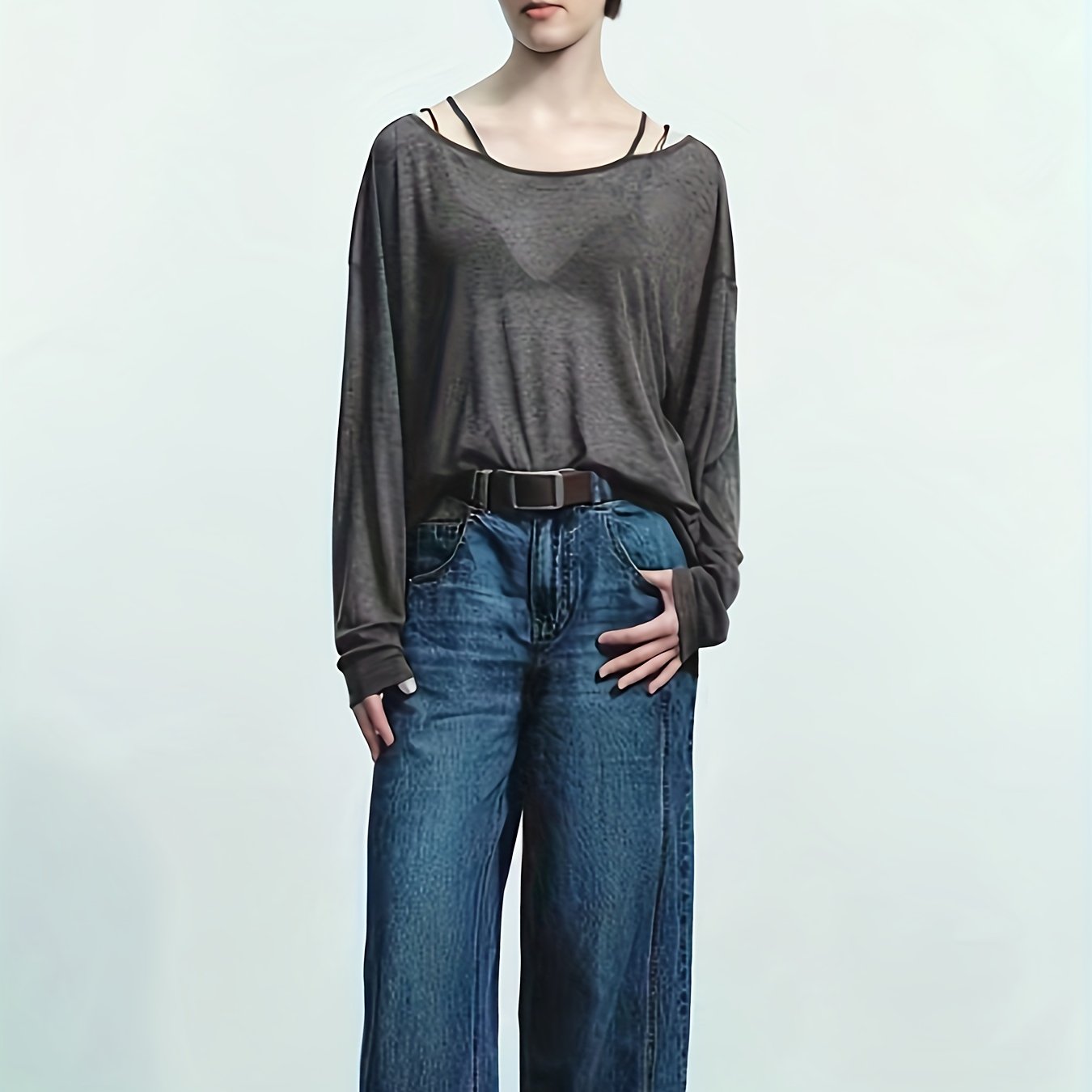 gbolsos Soldi Crew Neck T-Shirt, Casual Long Sleeve Top For Spring & Fall, Women's Clothing