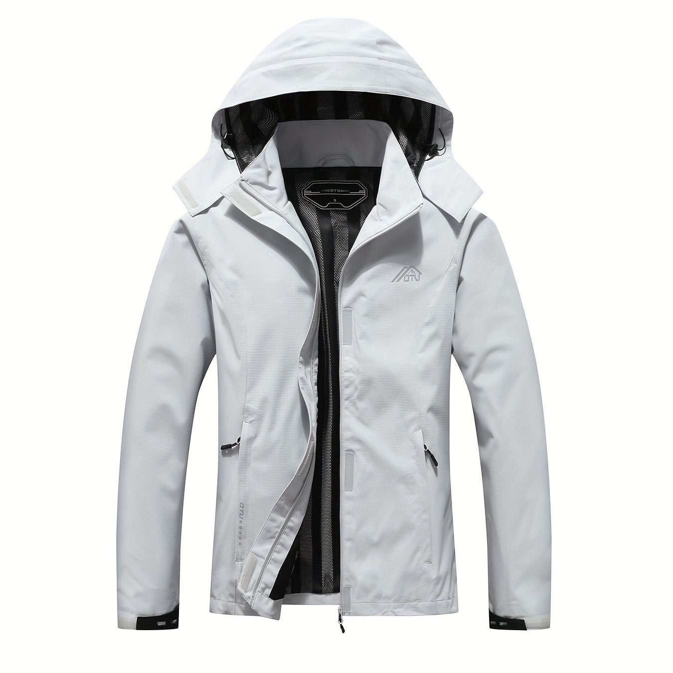 gbolsos Solid Color Waterproof Windproof Hooded Outdoor Jacket For Hiking Montaineering, Women's Outdoor Clothing