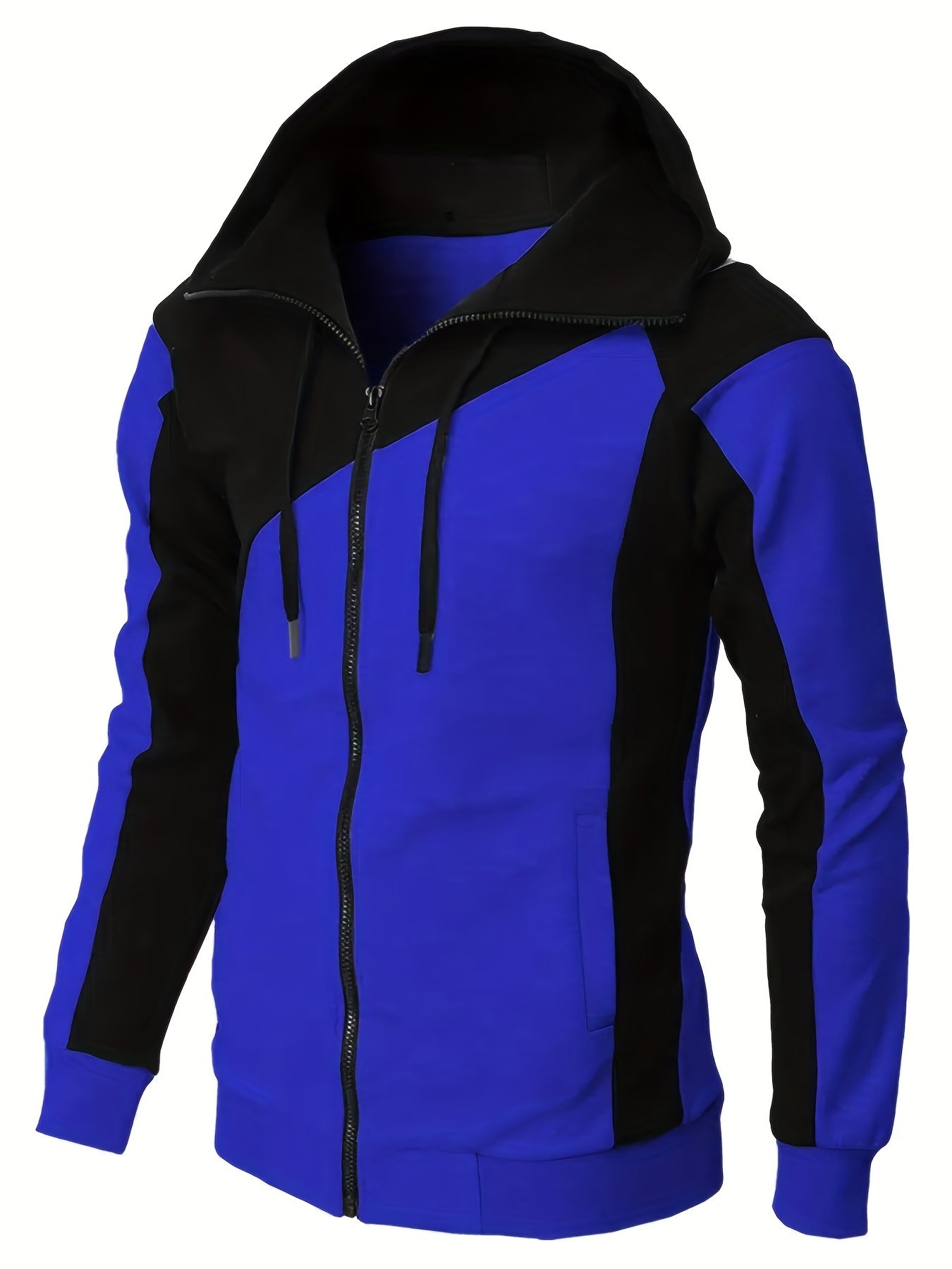 gbolsos Men's Casual Color Block Zip Up Jacket With Hood, Varsity Jackets