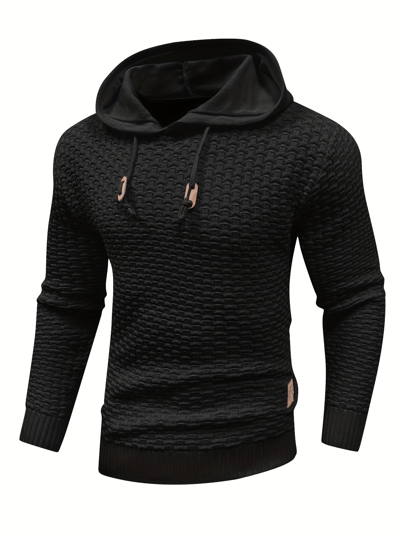 gbolsos Men's Solid Slim Fit Hooded Sweater For Spring & Autumn, Knit Pullover Sweater, Plus Size