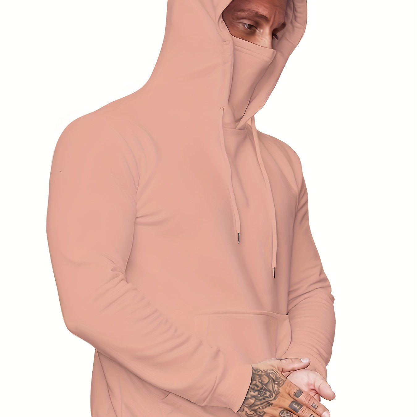 gbolsos Men's Hoodie, Face Cover Casual Drawstring Hooded Sweatshirt With Multicolor