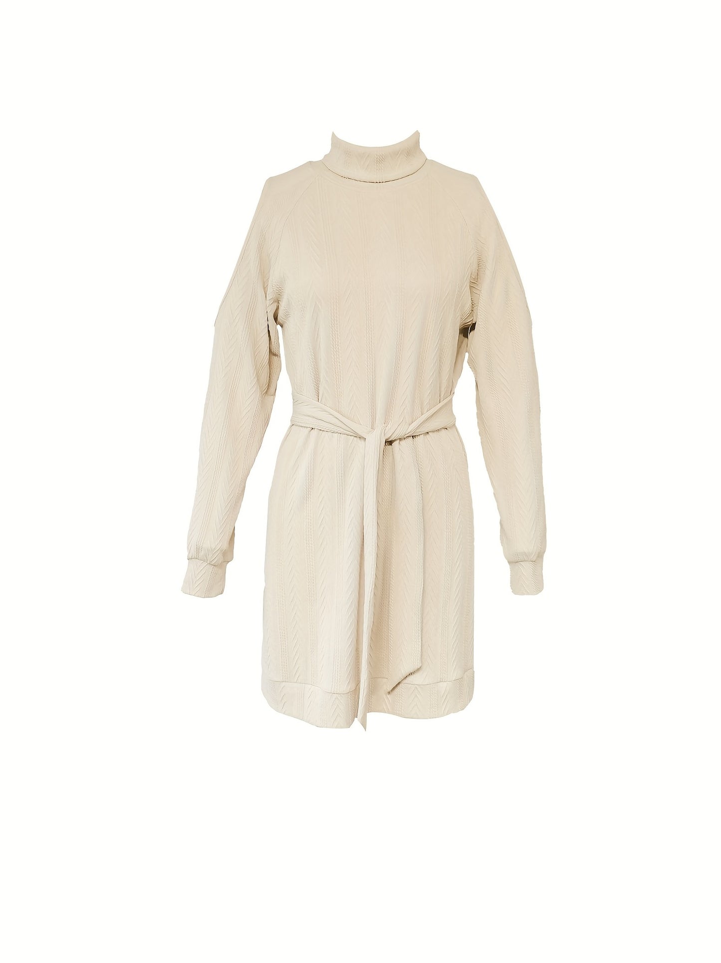 gbolsos Turtleneck Cold Shoulder Dress, Casual Long Sleeve Bodycon Dress, Women's Clothing
