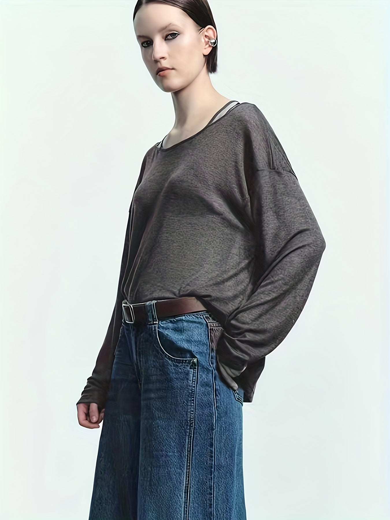 gbolsos Soldi Crew Neck T-Shirt, Casual Long Sleeve Top For Spring & Fall, Women's Clothing