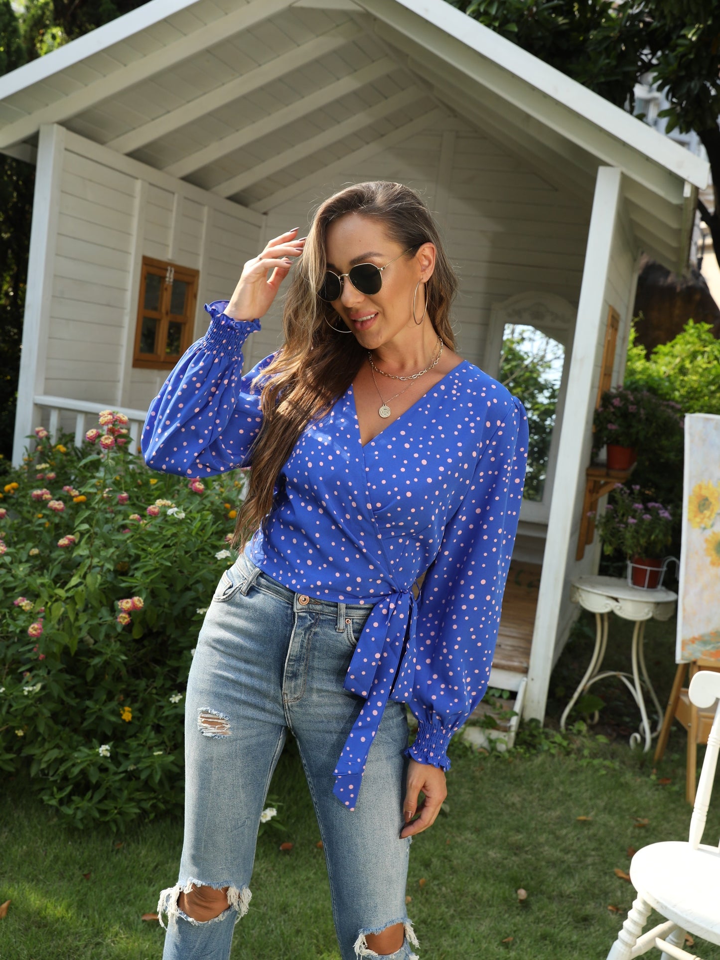 gbolsos Women's Blouse Polka Dot Print Blouse