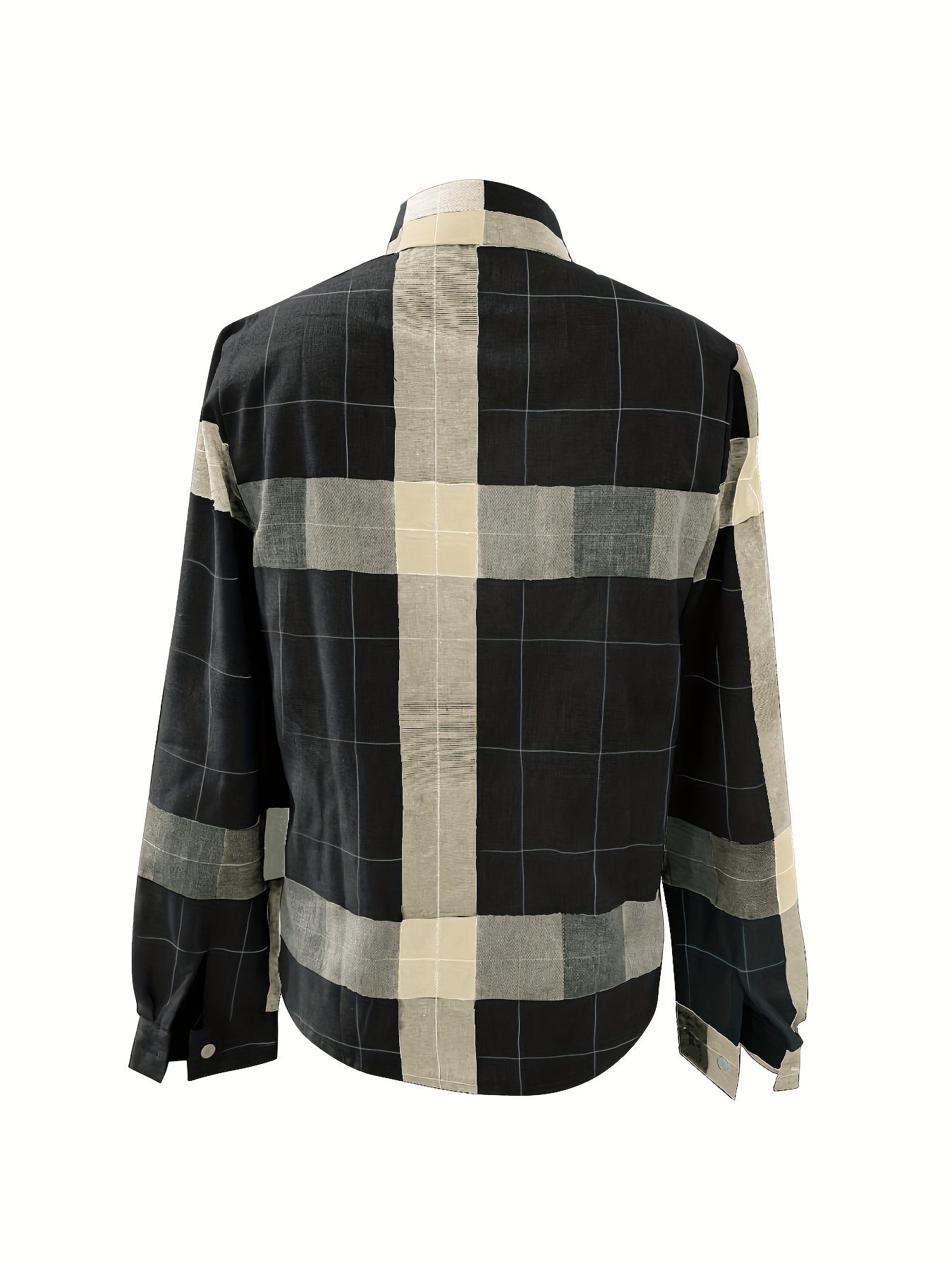 Plaid Print Shirt, Casual Button Front Long Sleeve Collar Shirt, Women's Clothing