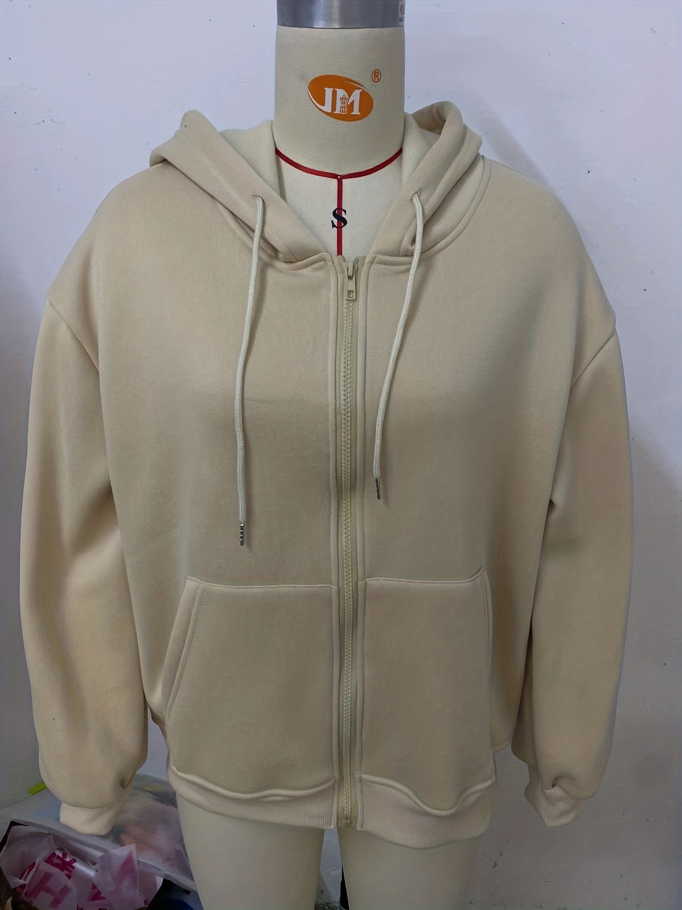 Zip Up Drawstring Hoodie, Pocket Casual Hooded Sweatshirt For Winter & Fall, Women's Clothing