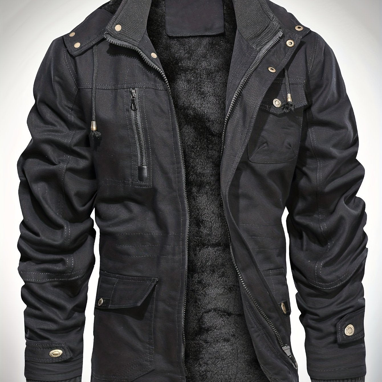 gbolsos Men's Hooded Military Tactical Jacket Windbreak Fleece Coat