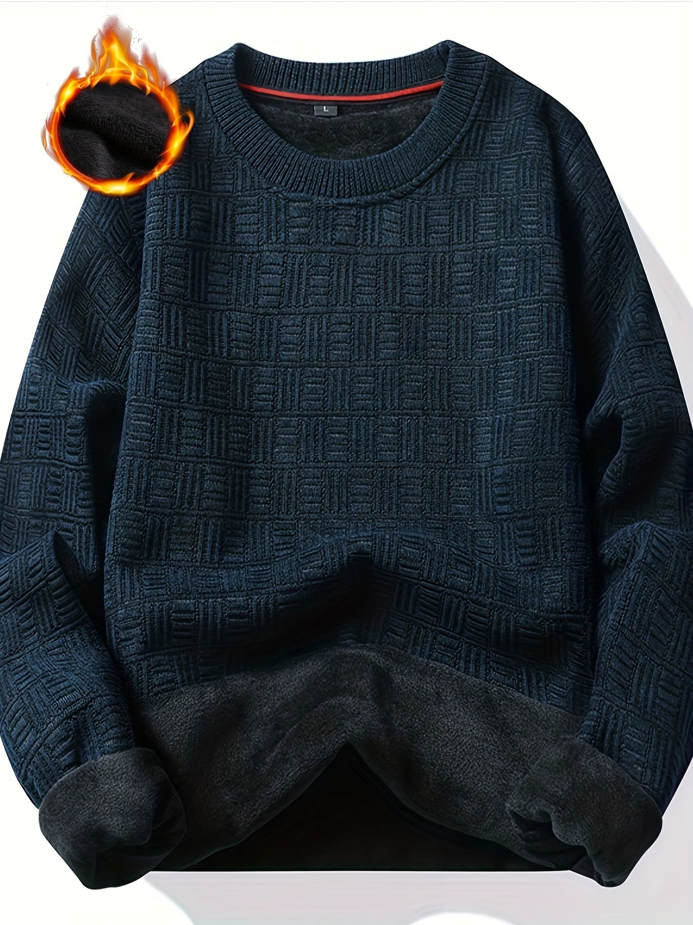 gbolsos All Match Knitted Sweater, Men's Casual Warm Slightly Stretch Crew Neck Pullover Sweater For Men Fall Winter