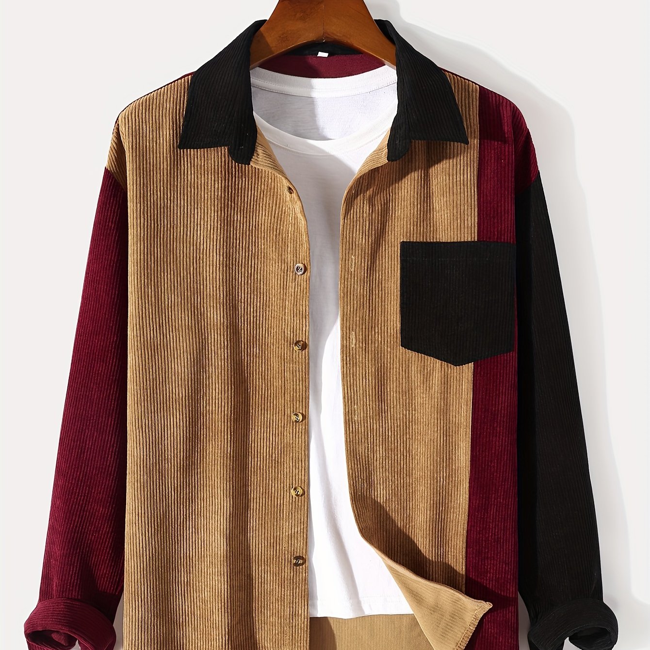 gbolsos Fashionable And Simple Men's Long Sleeve Multicolor Patchwork Casual Lapel Simple Jacket, Trendy And Versatile, Suitable For Dates