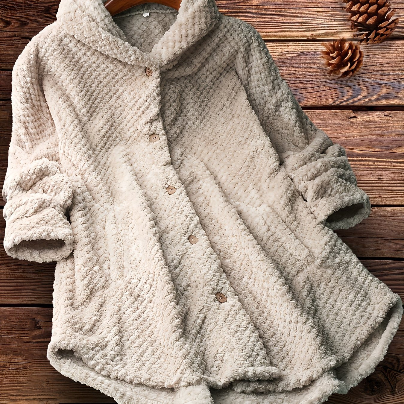 Button Front Hooded Coat, Casual Solid Long Sleeve Winter Outerwear, Women's Clothing