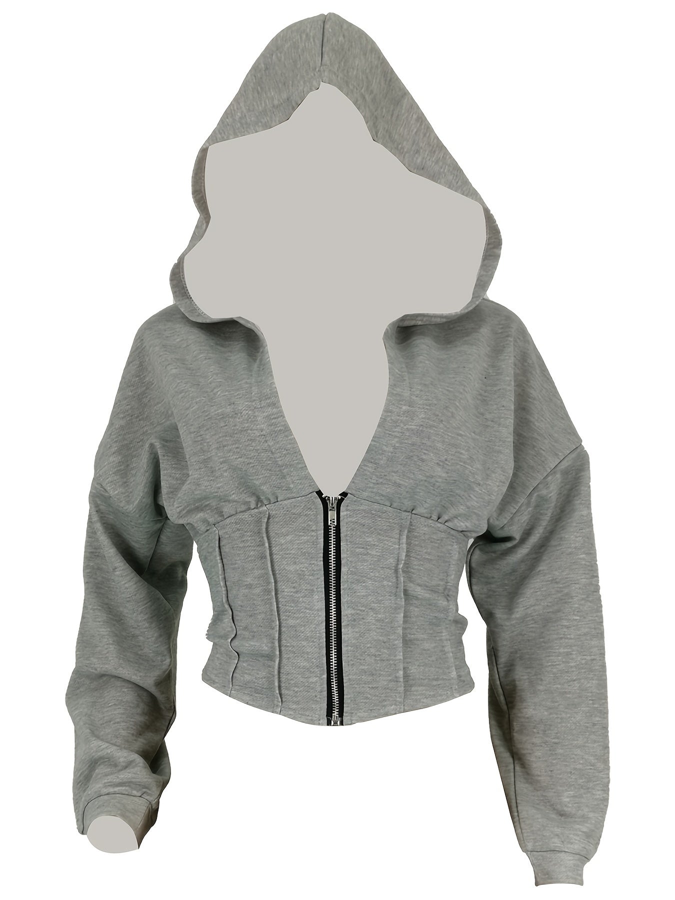 gbolsos Zip Up Crop Hoodie, Long Sleeve Hoodies Sweatshirt, Casual Tops For Fall & Winter, Women's Clothing