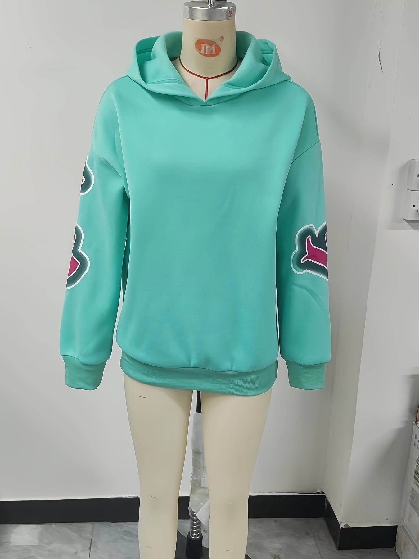gbolsos Letter Print Loose Hoodie, Casual Long Sleeve Hoodies Sweatshirt, Women's Clothing
