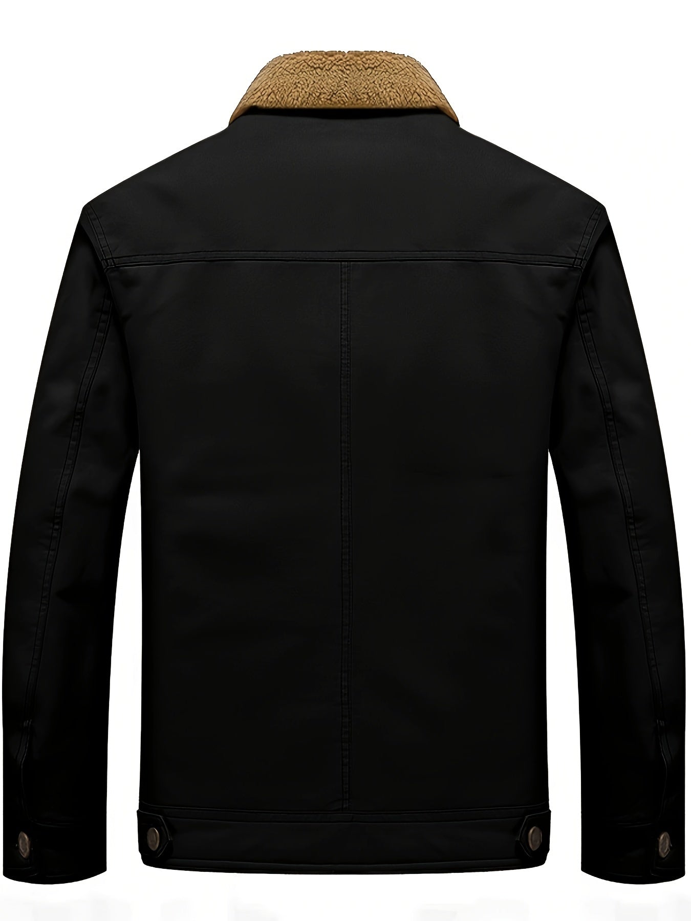 gbolsos Men's Warm Fleece Cotton Jacket For Fall Winter, Casual Lapel Biker Jacket Coat