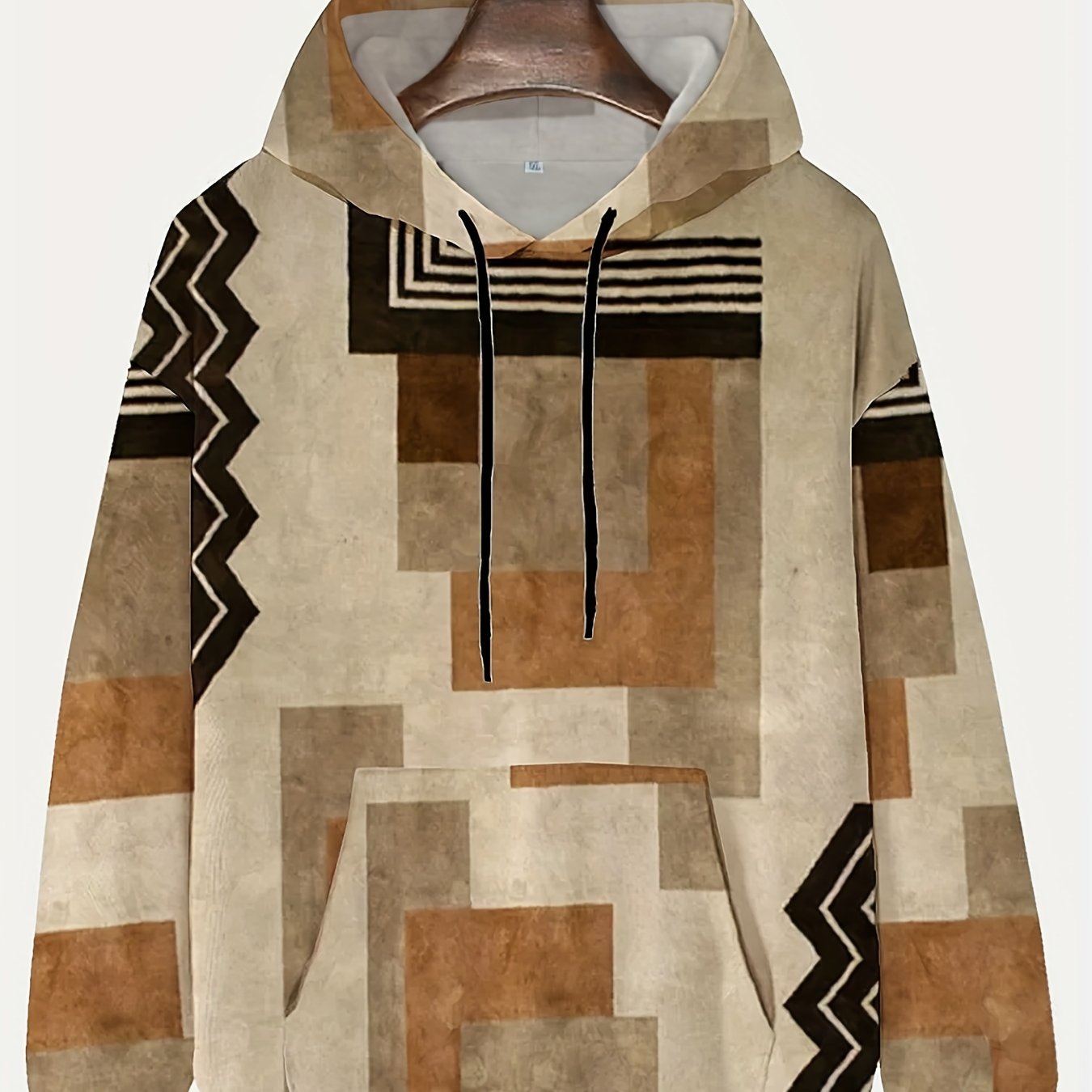 gbolsos Plus Size Men's Vintage Pattern Print Hoodies Oversized Hooded Sweatshirt For Autumn/winter, Men's Clothing