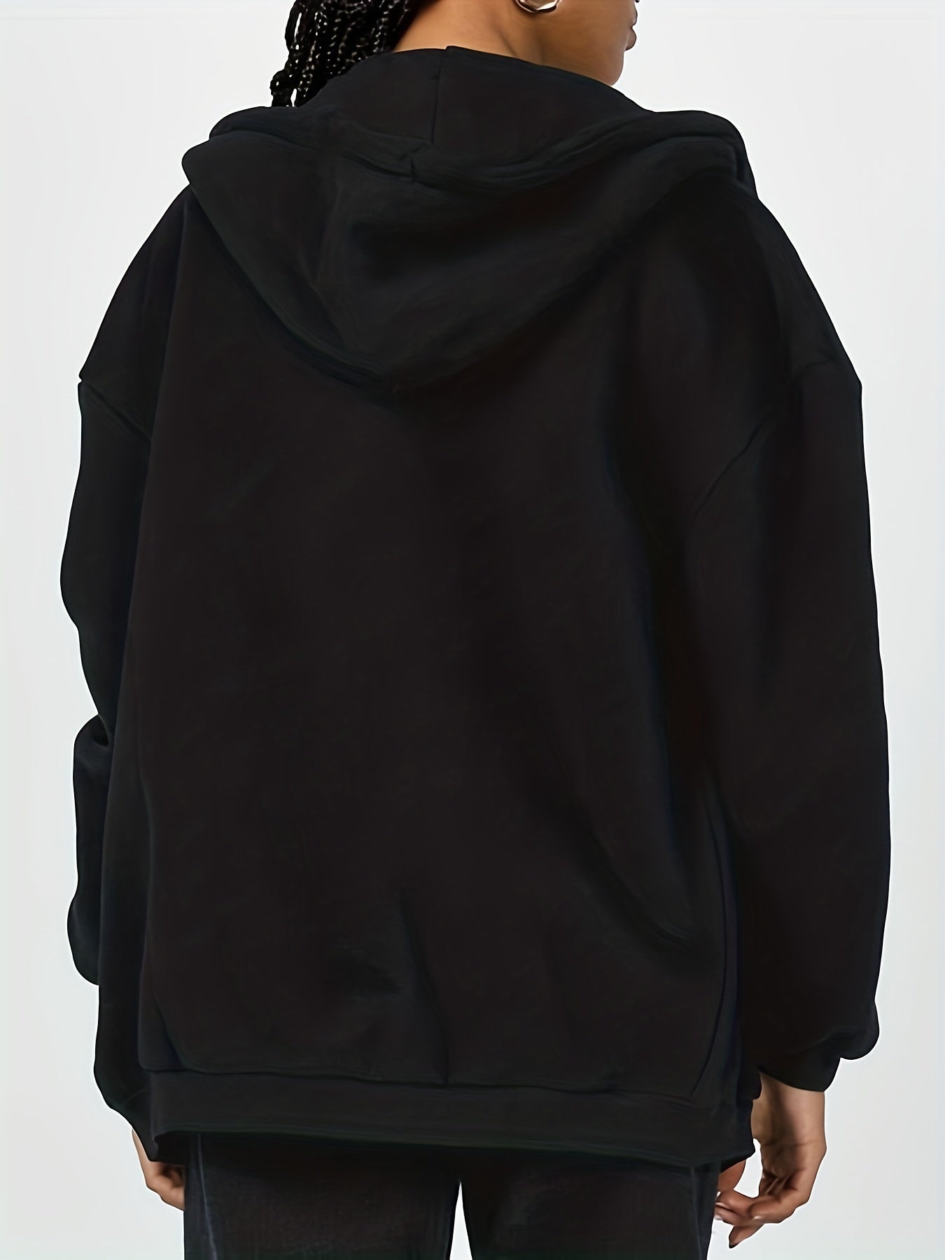Solid Zip Up Pocket Hoodie, Casual Long Sleeve Drawstring Hoodies Sweatshirt, Women's Clothing