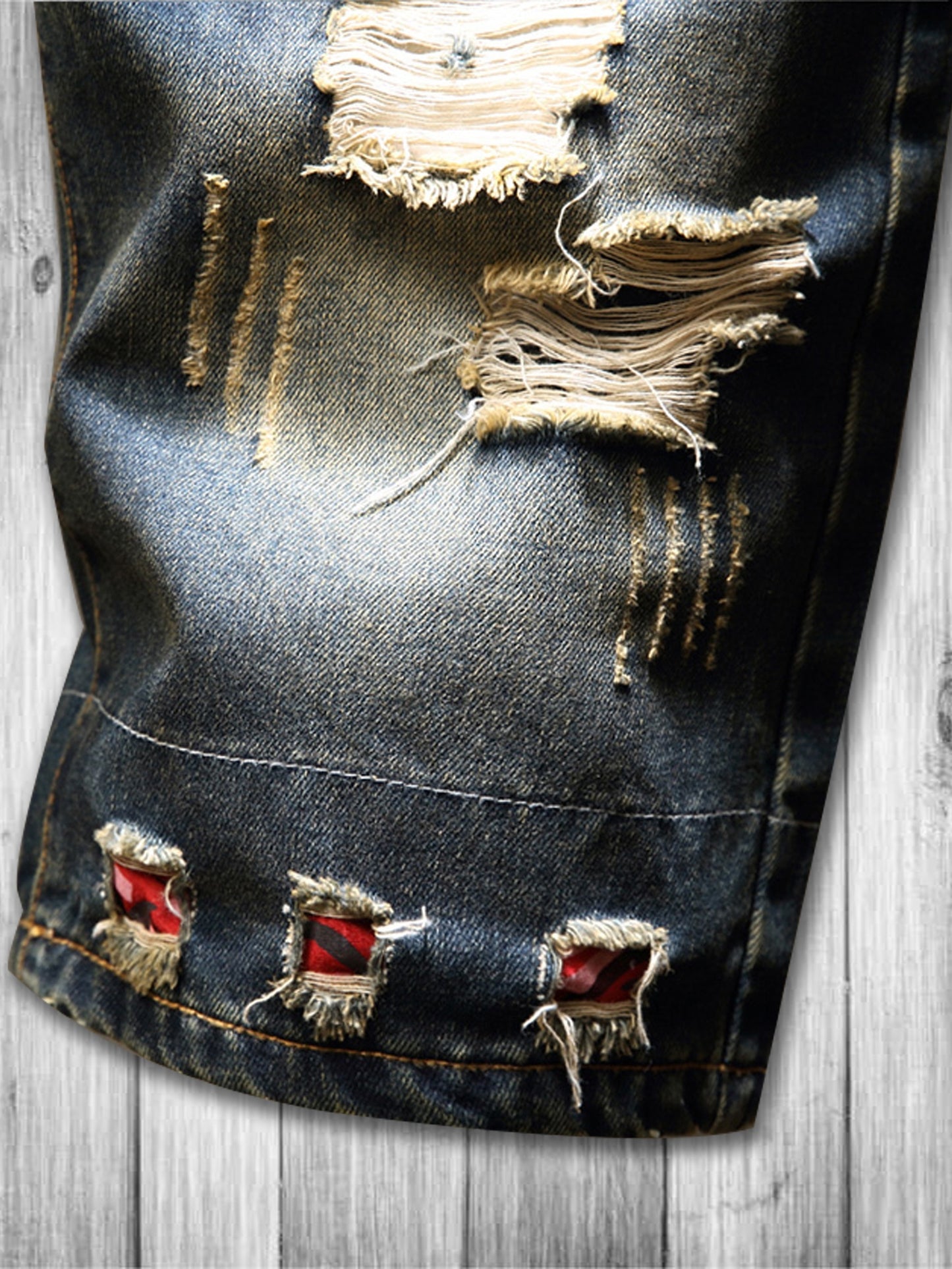 gbolsos Men's Stylish Ripped Jeans Vintage Sky Blue Straight Fit Shorts For Summer