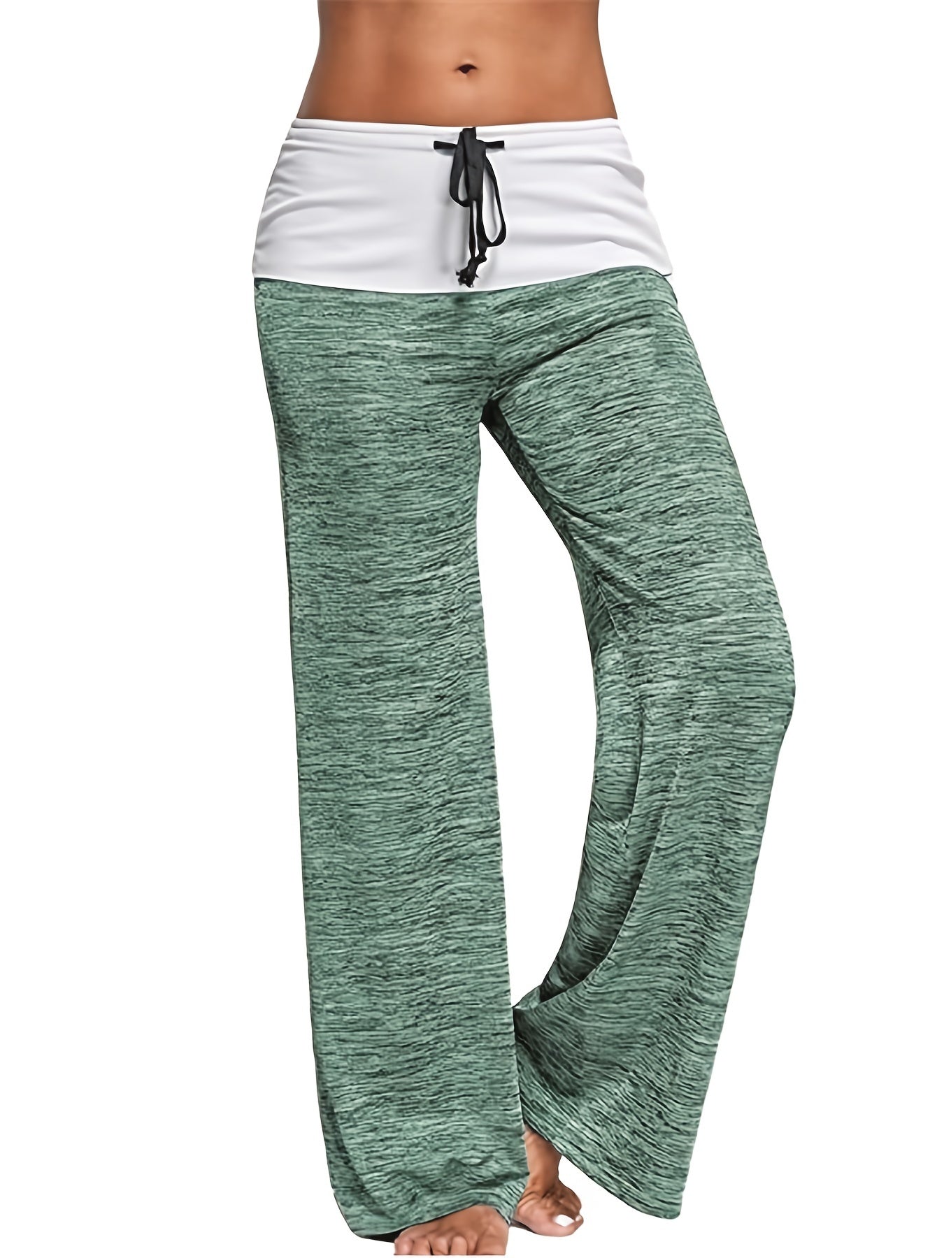 Wide Leg Elastic Yoga Pants, Loose Casual Drawstring Pants, Women's Clothing
