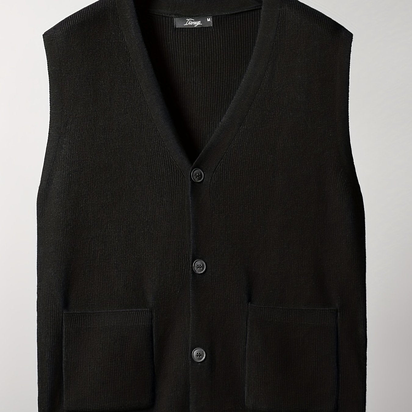 gbolsos Loose Fit High Stretch Cardigan Vest, Men's Casual Vintage Style V Neck Button Up Cardigan Vest For Fall Winter
