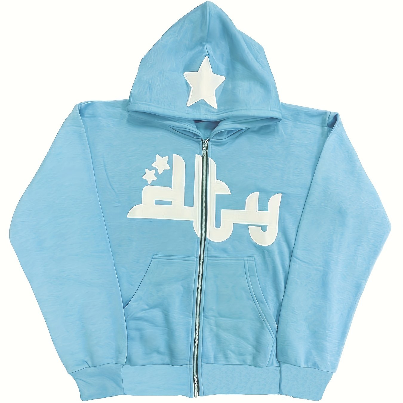 gbolsos Printed Zip Up Hoodies, Casual Long Sleeve Hip Hop Open Front Sweatshirt, Women's Clothing