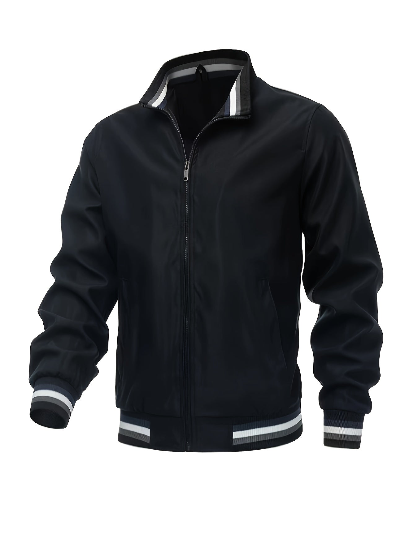 gbolsos Men's Casual Stand Collar Jacket Coat Regular Fit College Hipster Windbreaker For Spring Autumn