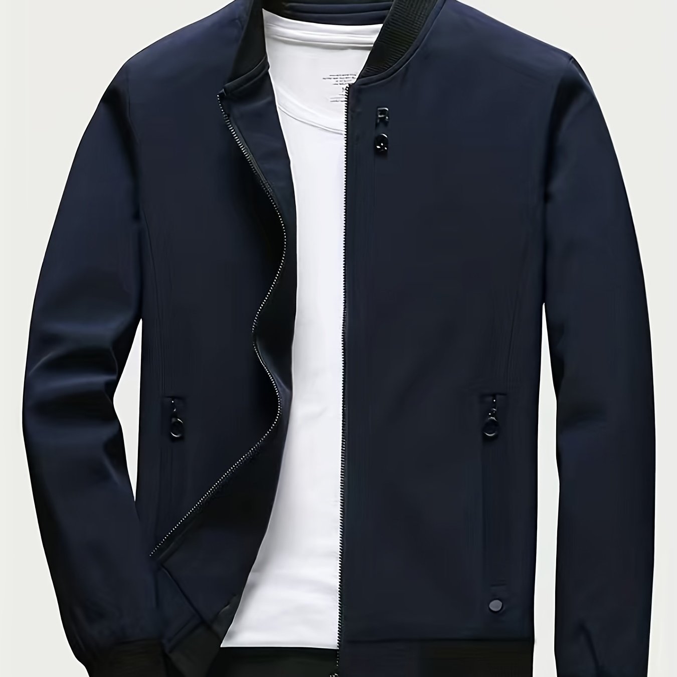 gbolsos Classic Design Windbreaker Jacket, Men's Casual Stand Collar Zip Up Jacket Coat For Spring Fall Outdoor Hiking Camping Cycling