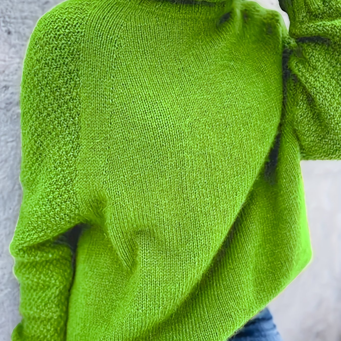 gbolsos Solid Turtle Neck Loose Pullover Sweater, Casual Long Sleeve Raglan Shoulder Sweater, Women's Clothing