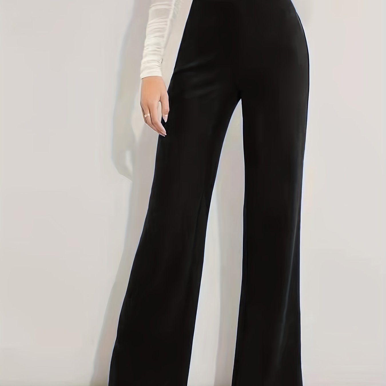 gbolsos Wide Leg High Waist Pants, Versatile Solid Pants For Spring & Summer, Women's Clothing