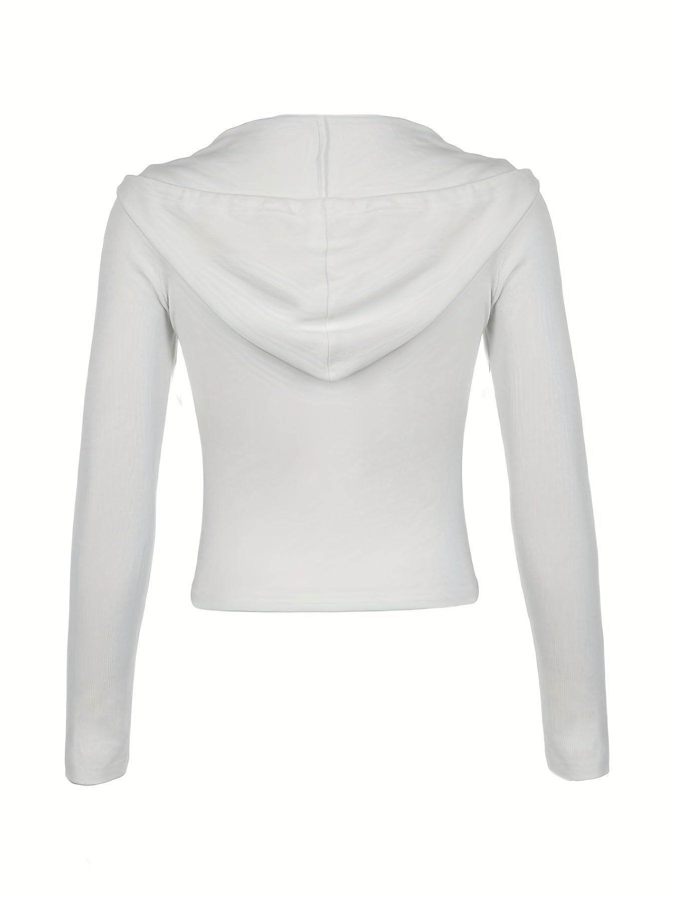 gbolsos Zip Up Drawstring Jacket, Casual Solid Long Sleeve Hooded Outerwear, Women's Clothing