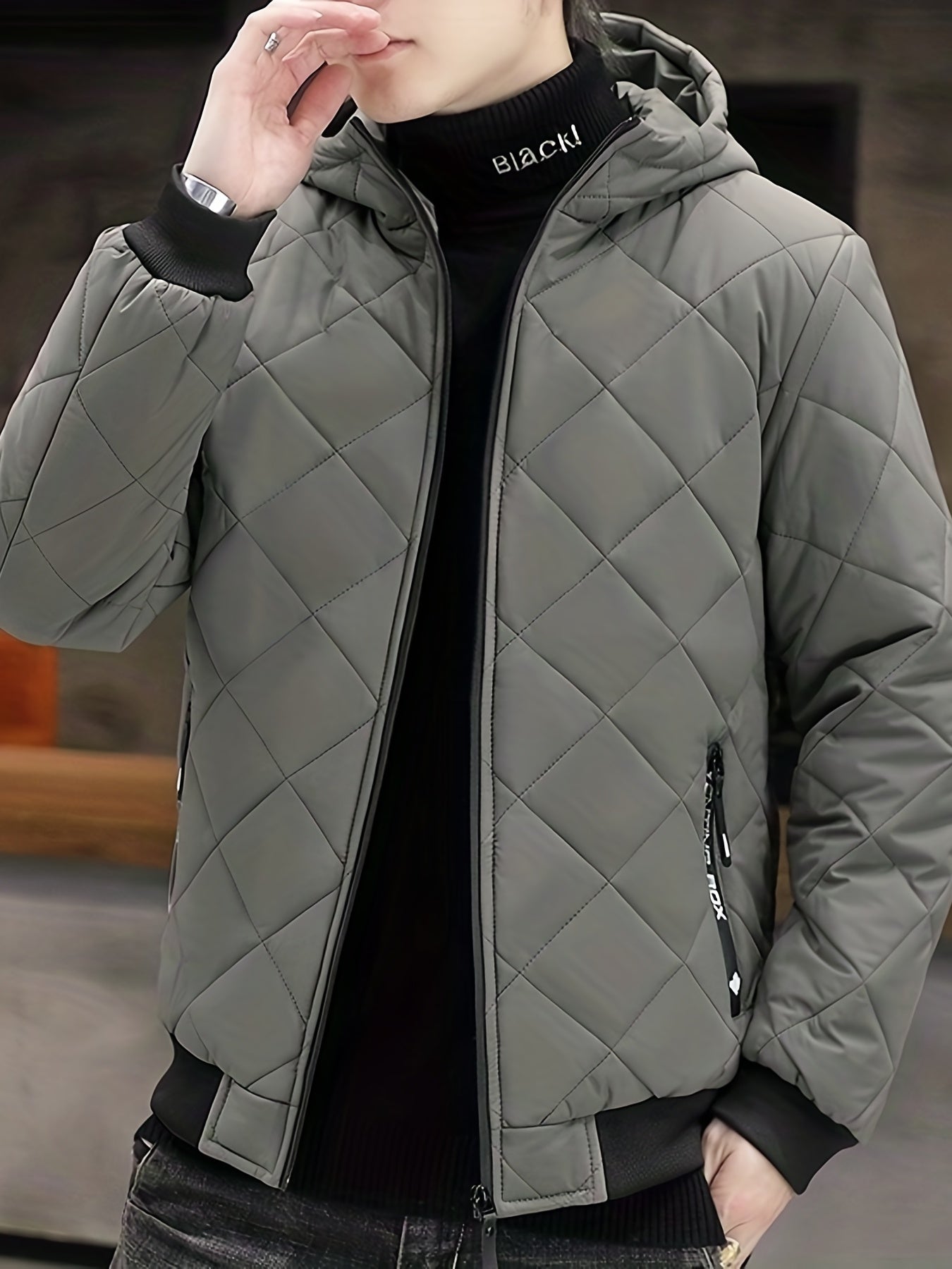 gbolsos Warm Winter Plush Hooded Jacket, Men's Casual Zip Up Cotton Padded Jacket For Fall Winter Outdoor