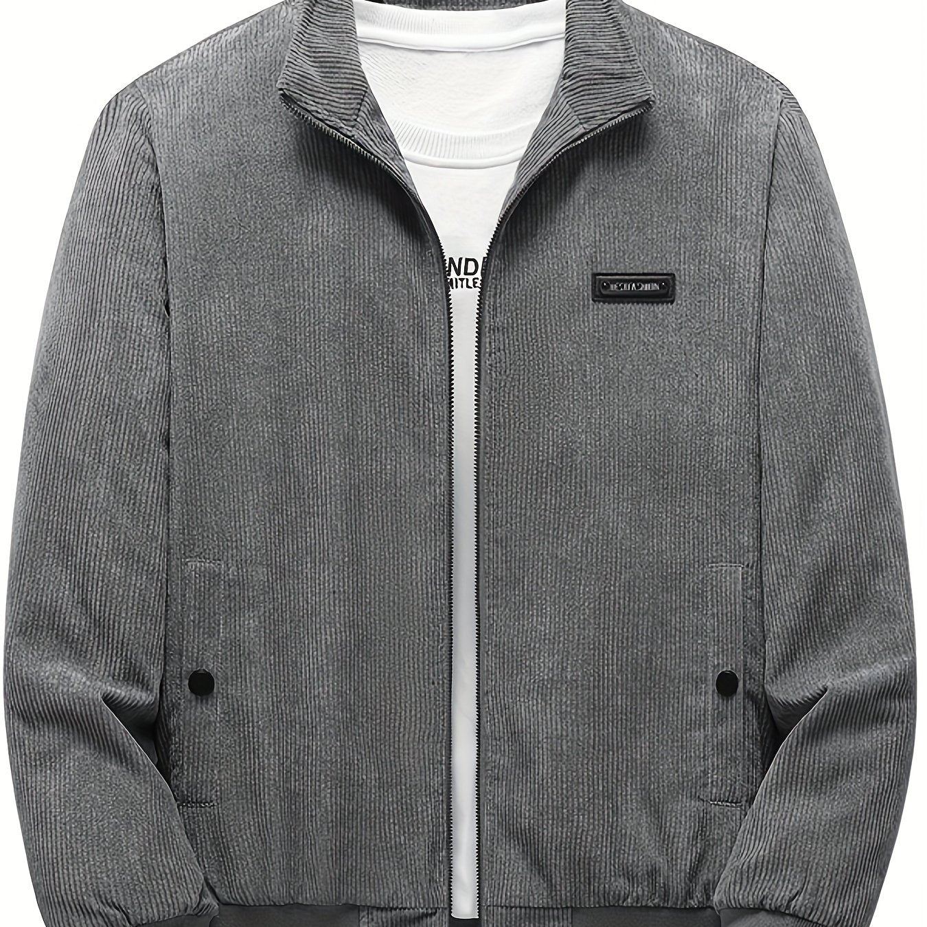 gbolsos Warm Fleece Corduroy Jacket, Vintage Style Stand Collar Stretch Jacket Coat For Fall Winter