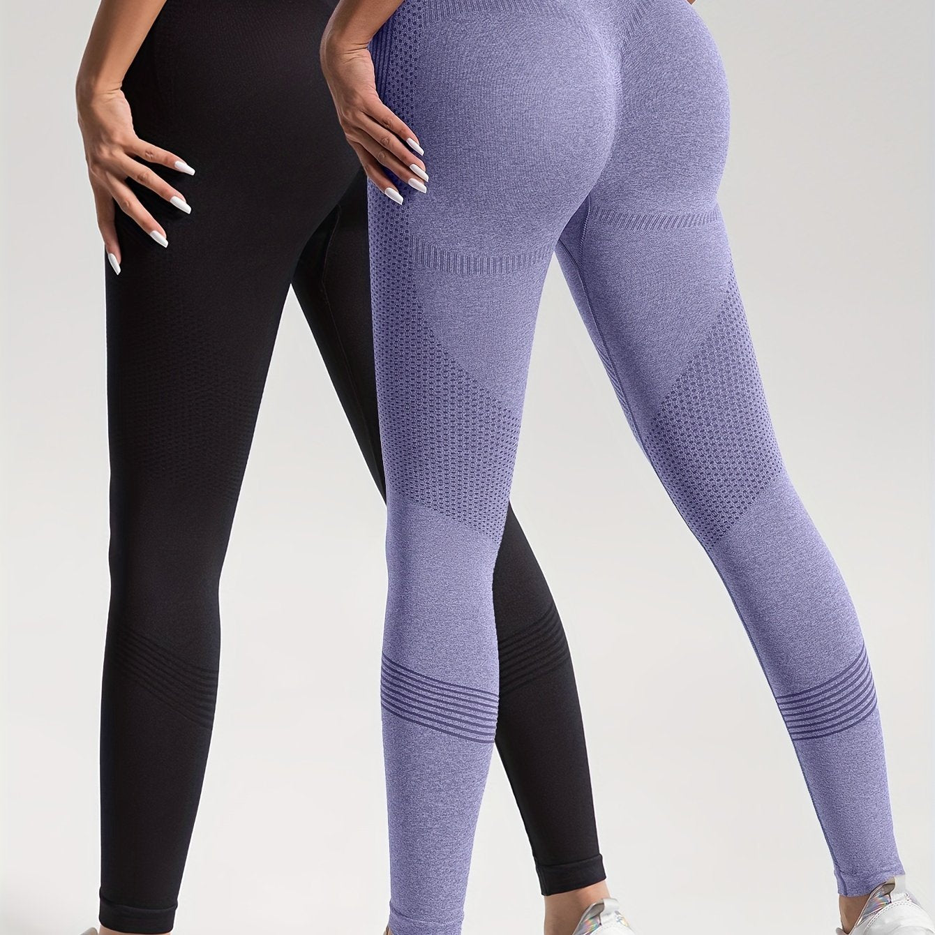 gbolsos 2pcs Solid Color High-Stretch Fitness Yoga Sports Leggings, Soft Breathable Yoga Tight Pants, Women's Activewear