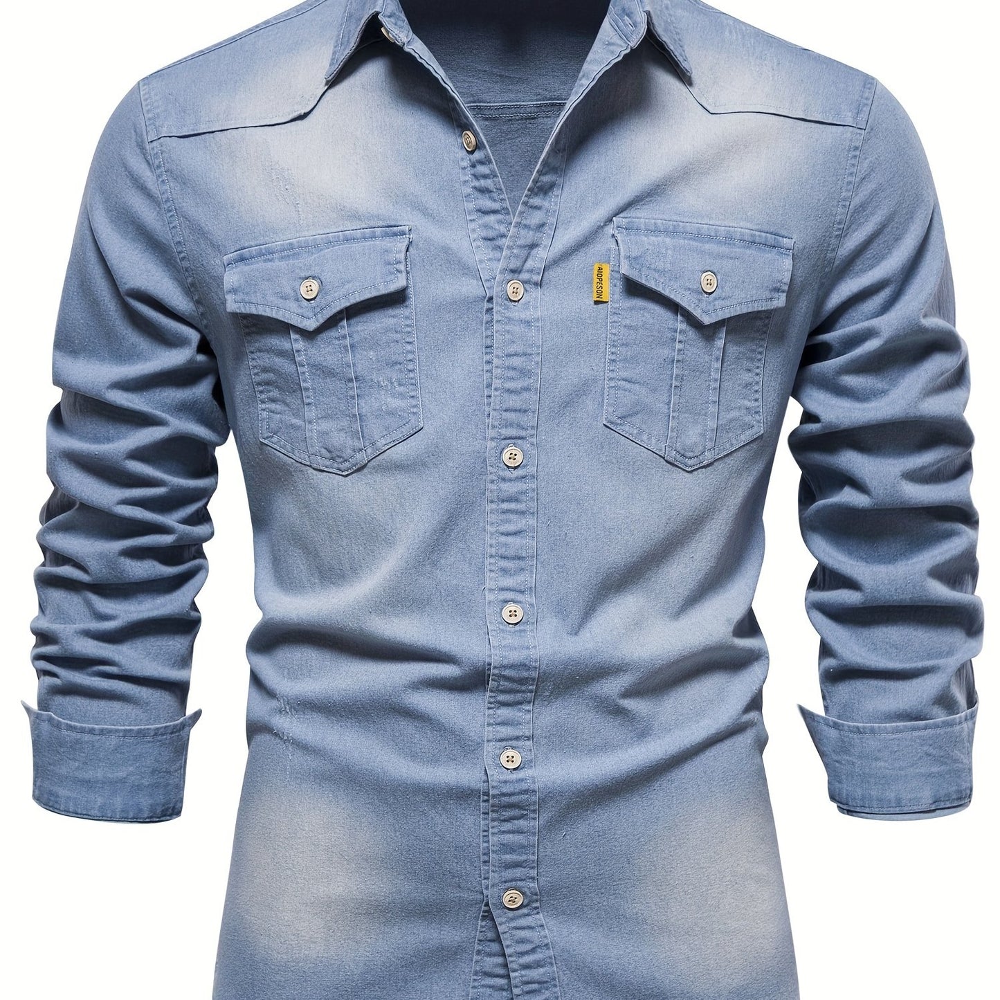 gbolsos Cotton Denim Shirt Men Long Sleeve Quality Cowboy Shirts For Men Casual Slim Fit Mens Designer Clothing