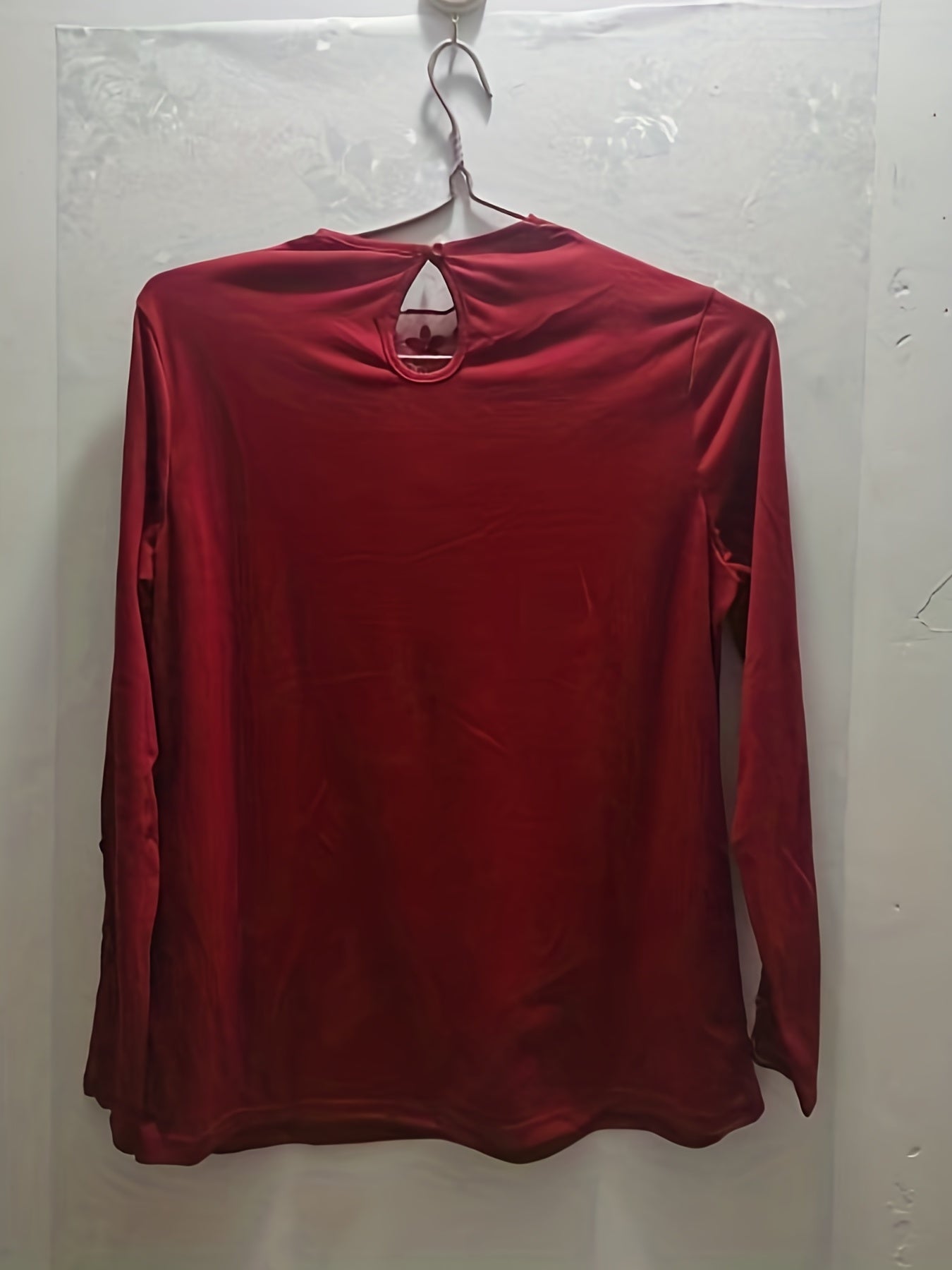 Contrast Lace T-shirt, Elegant Crew Neck Long Sleeve T-Shirt For Spring & Fall, Women's Clothing