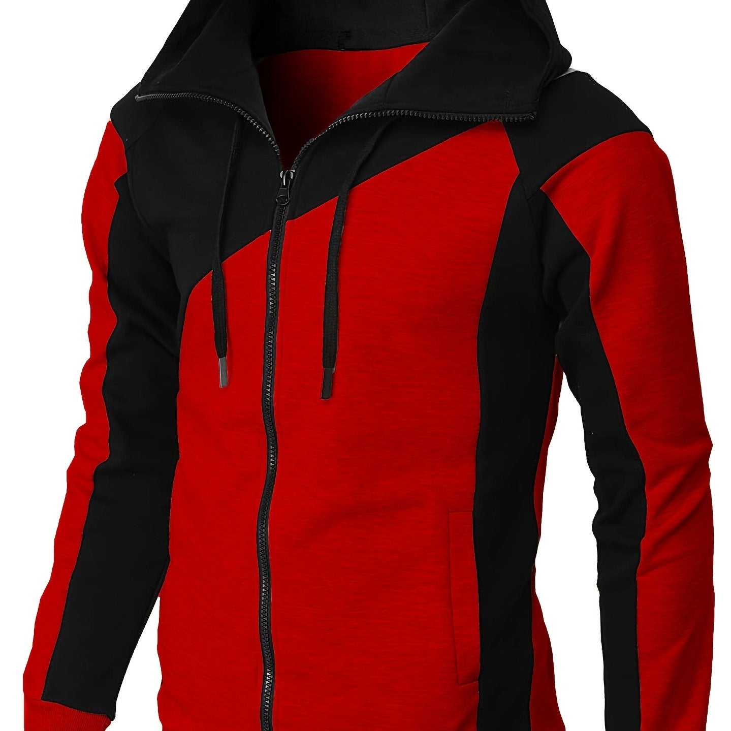 gbolsos Men's Casual Color Block Zip Up Jacket With Hood, Varsity Jackets