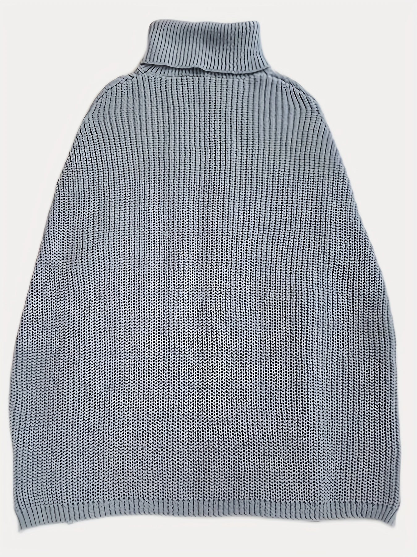 Solid Turtle Neck Cable Knit Sweater, Casual Split Side Sweater, Women's Clothing