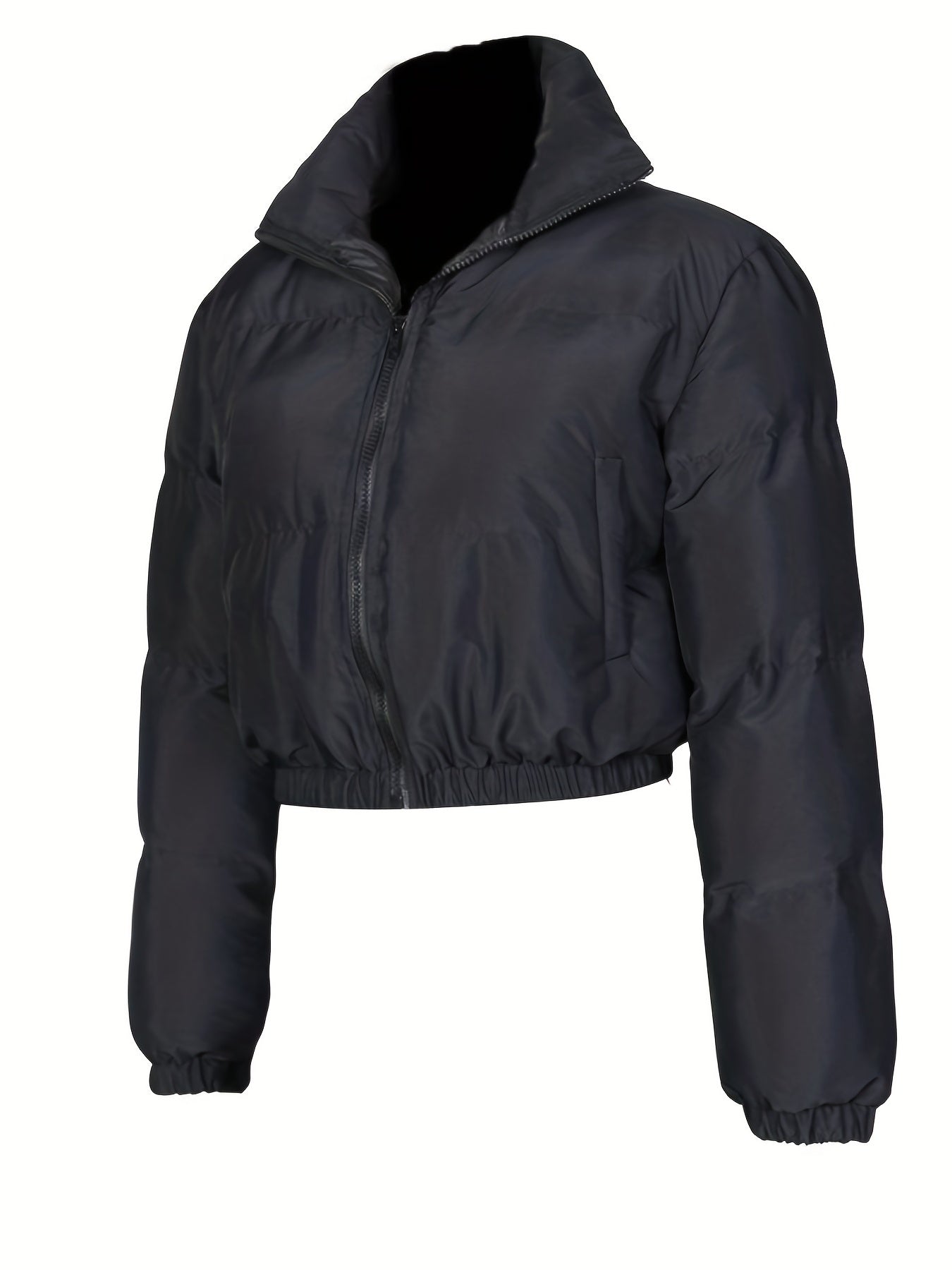 gbolsos Zip Up Solid Parka, Casual Long Sleeve Winter Warm Outerwear, Women's Clothing