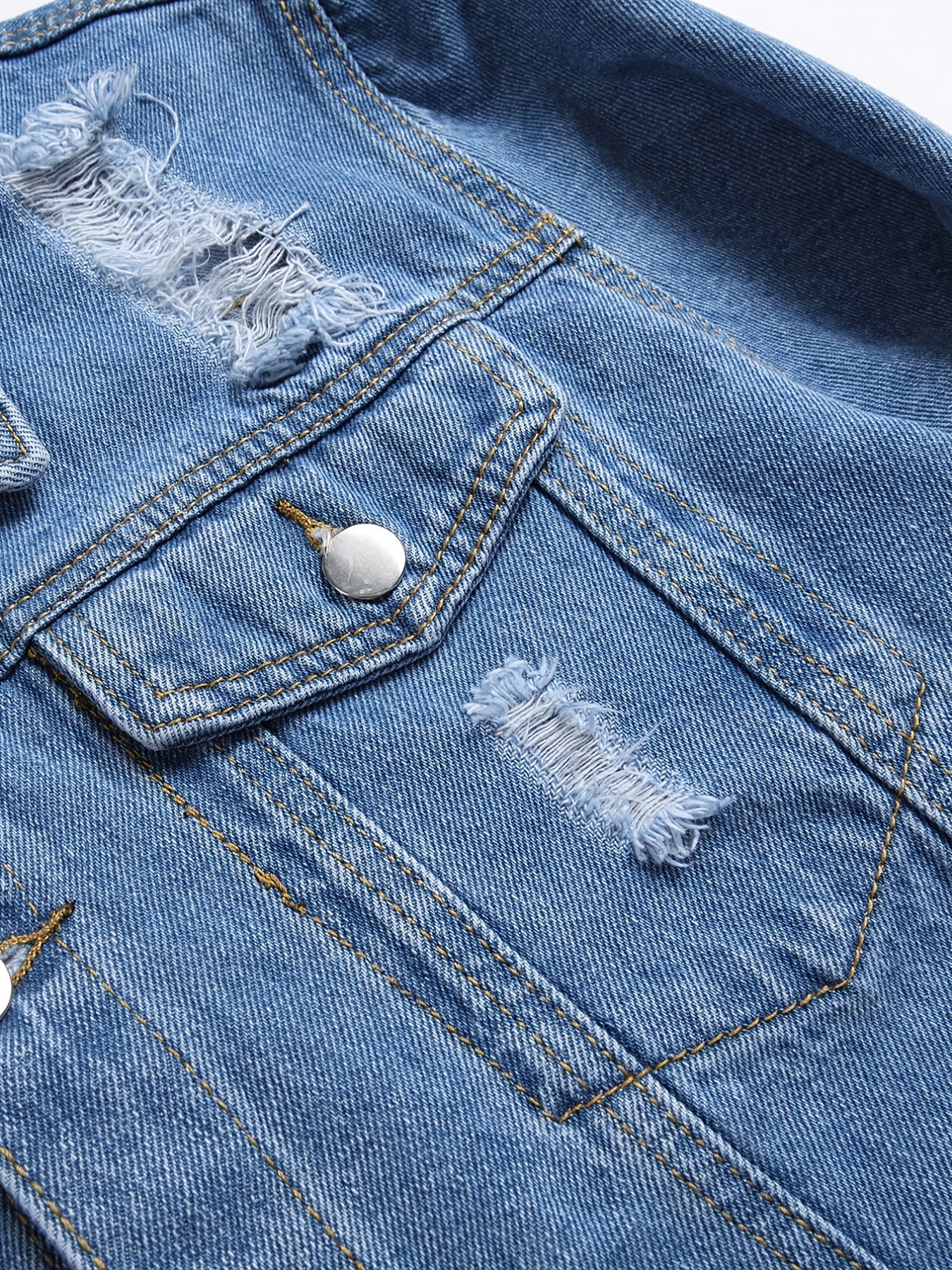 gbolsos Men's Denim Jacket Washed Classic Casual Distressed Ripped Slim Fit Jacket Gifts