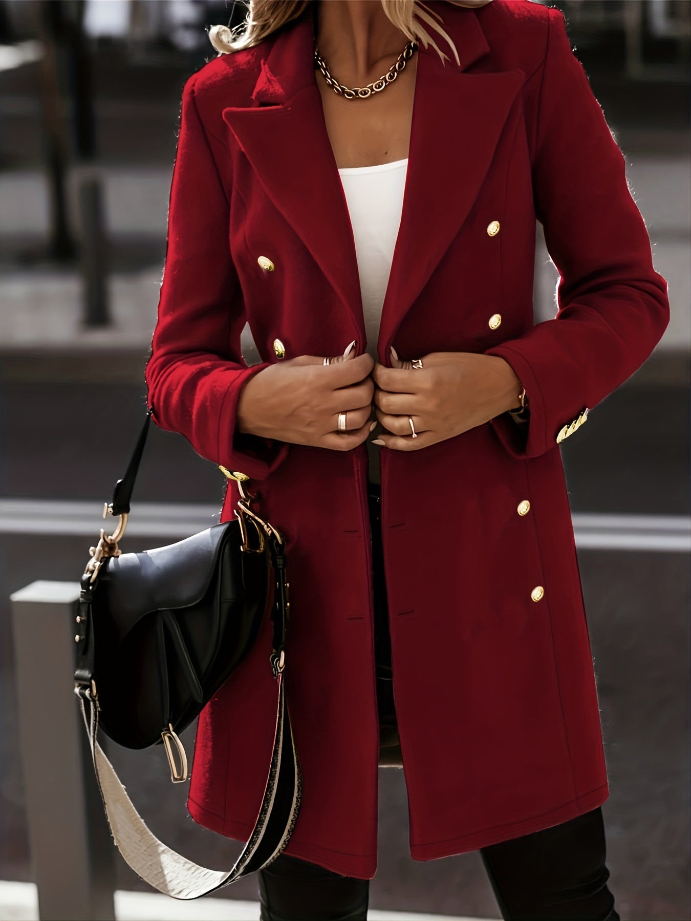 gbolsos Women Business Casual Work Blazers Slim Fit Open Front Coat, Draped Button Double Breasted Cardigan Outerwear, Women's Clothing